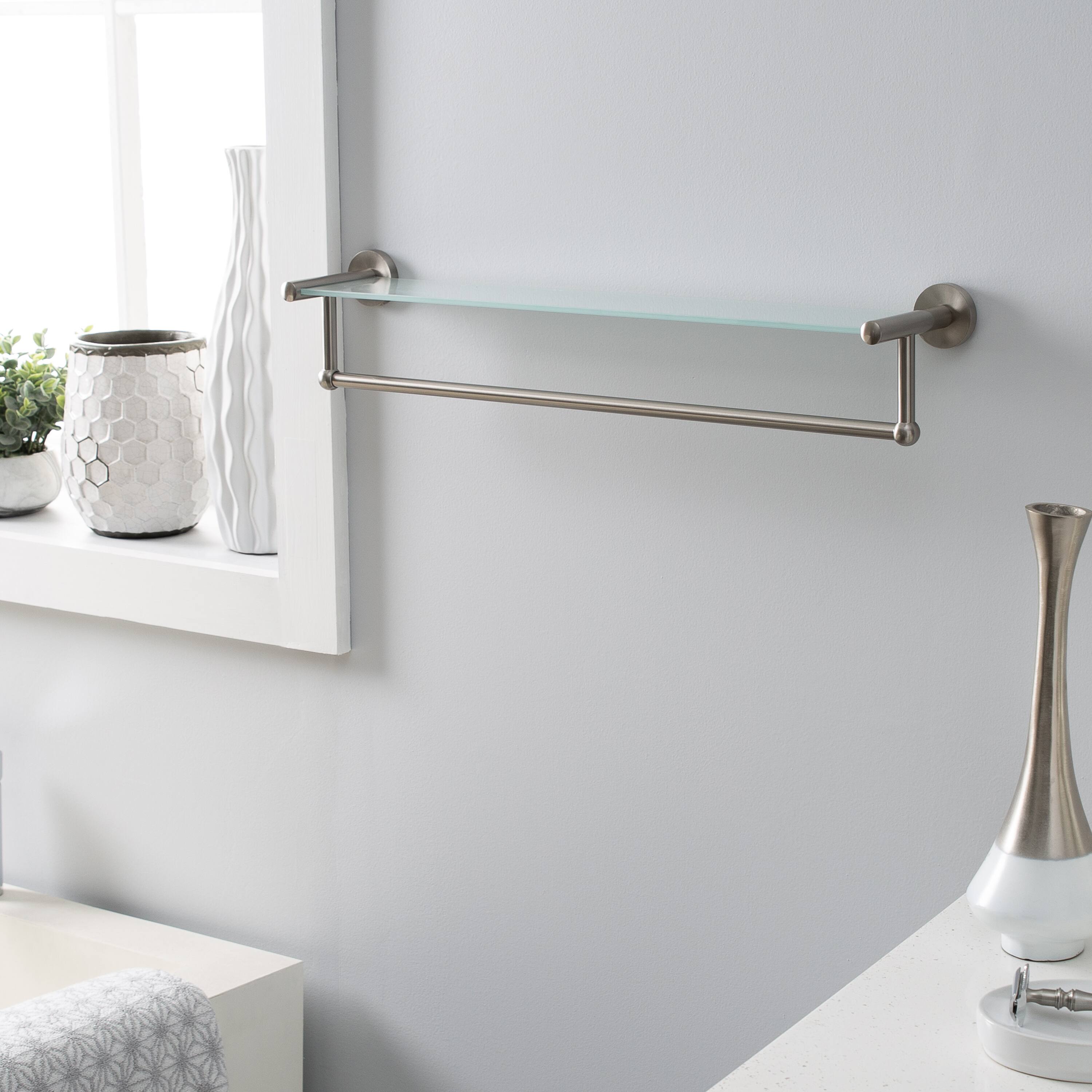 Organize It All Satin Nickel Glass Shelf & Towel Bar