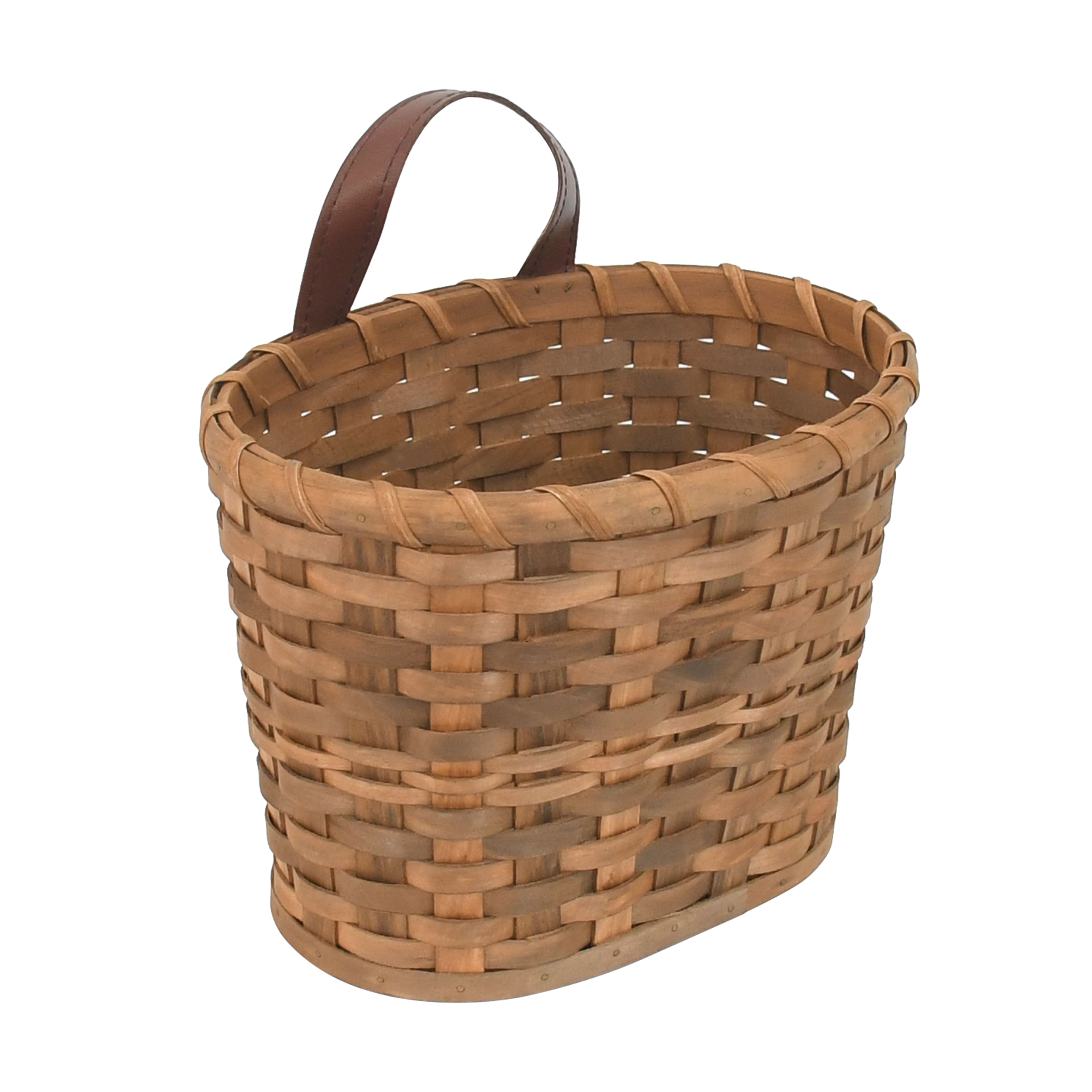 Hanging Chipwood Basket with Faux Leather Handle by Ashland®