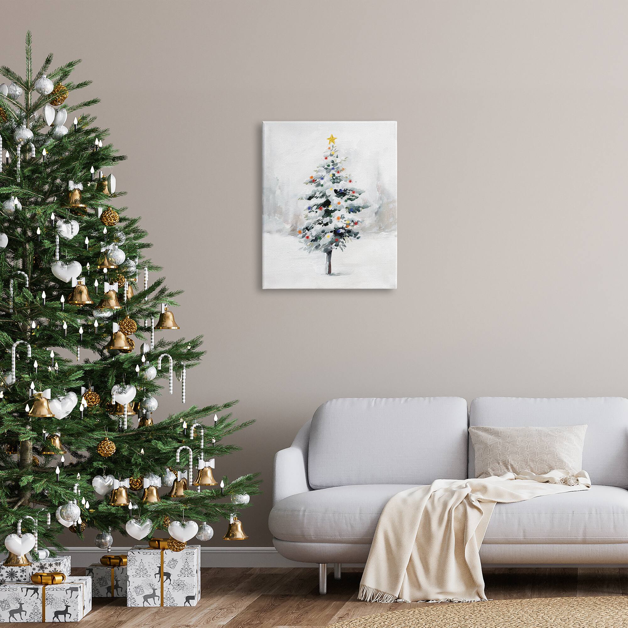 Stupell Industries Snowy Christmas Tree Landscape Canvas Wall Art