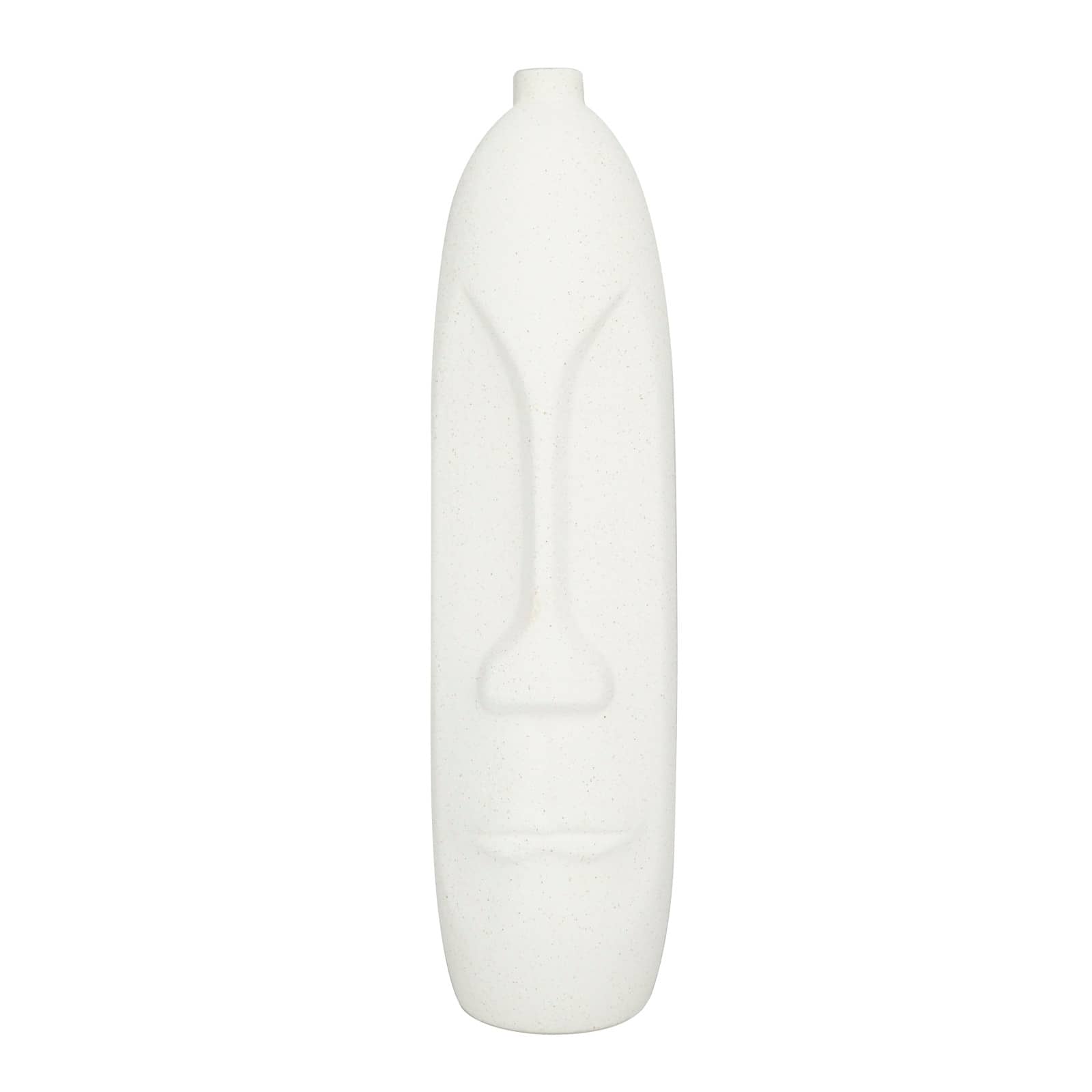Set of 2 Beige Stoneware Contemporary Vase, 19" x 5" x 5"