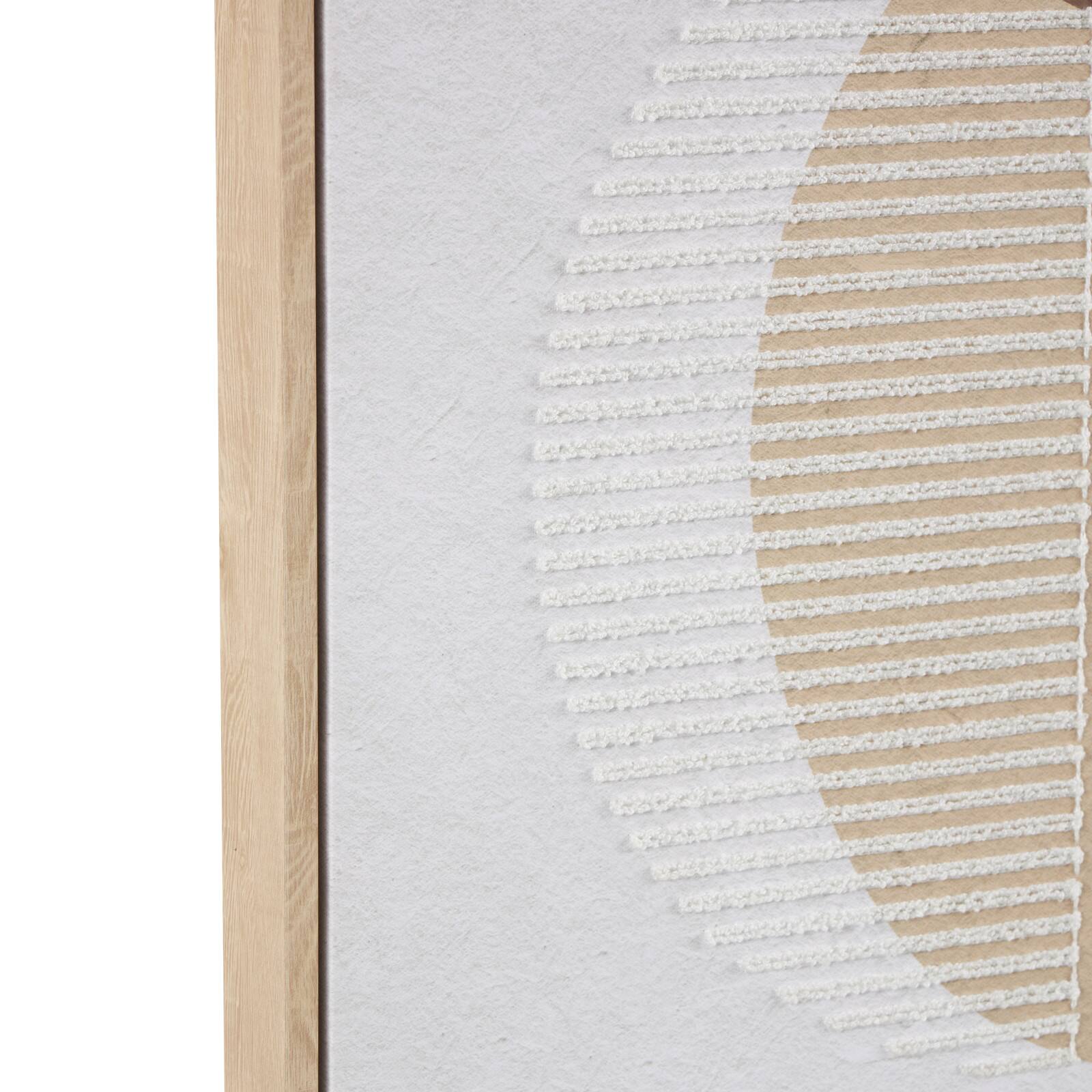 25" x 37" Wooden Geometric Circle Wall Art with White Fabric Detailing