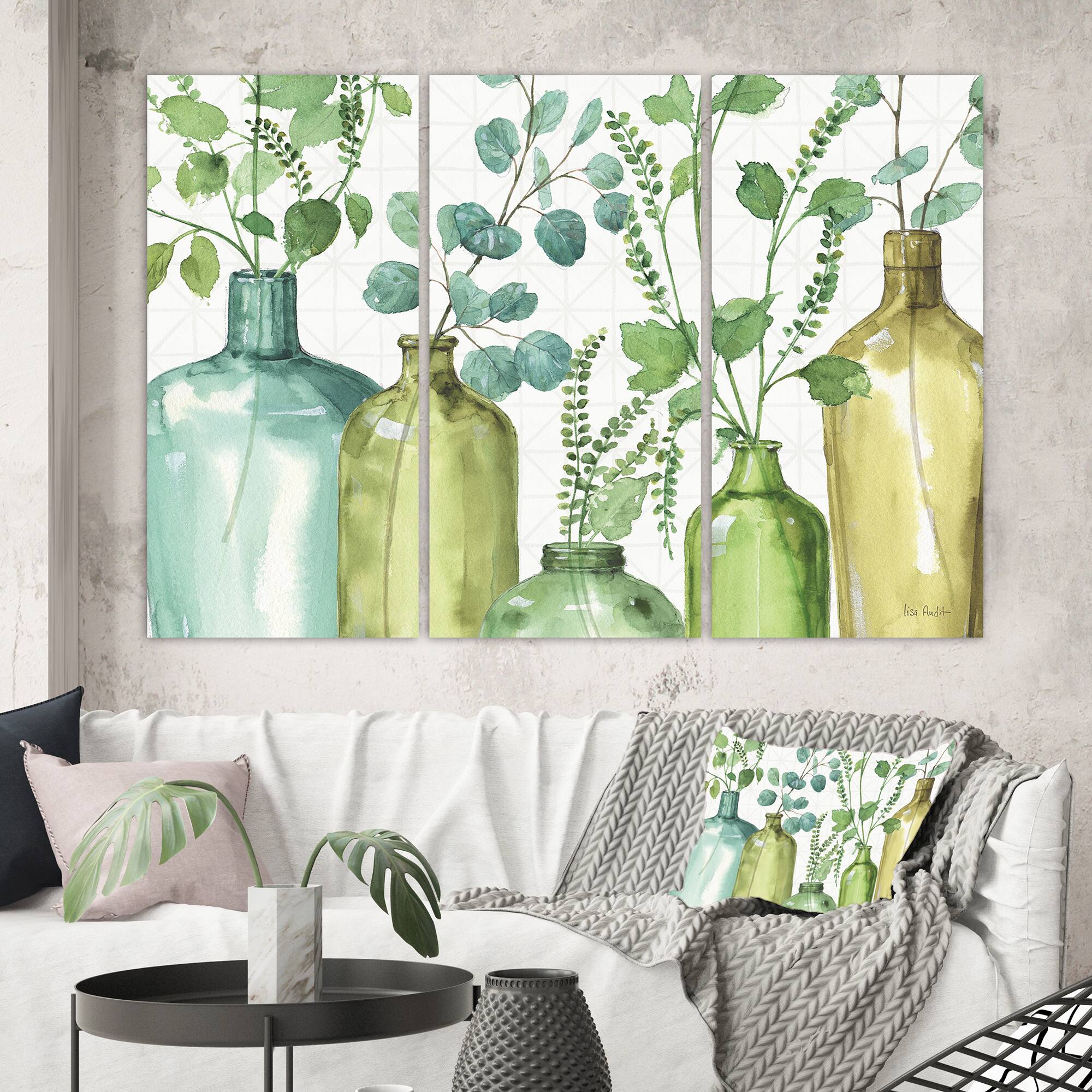 Designart - Mixed Botanical Green Leaves I0 - Cottage Premium Canvas Wall Art