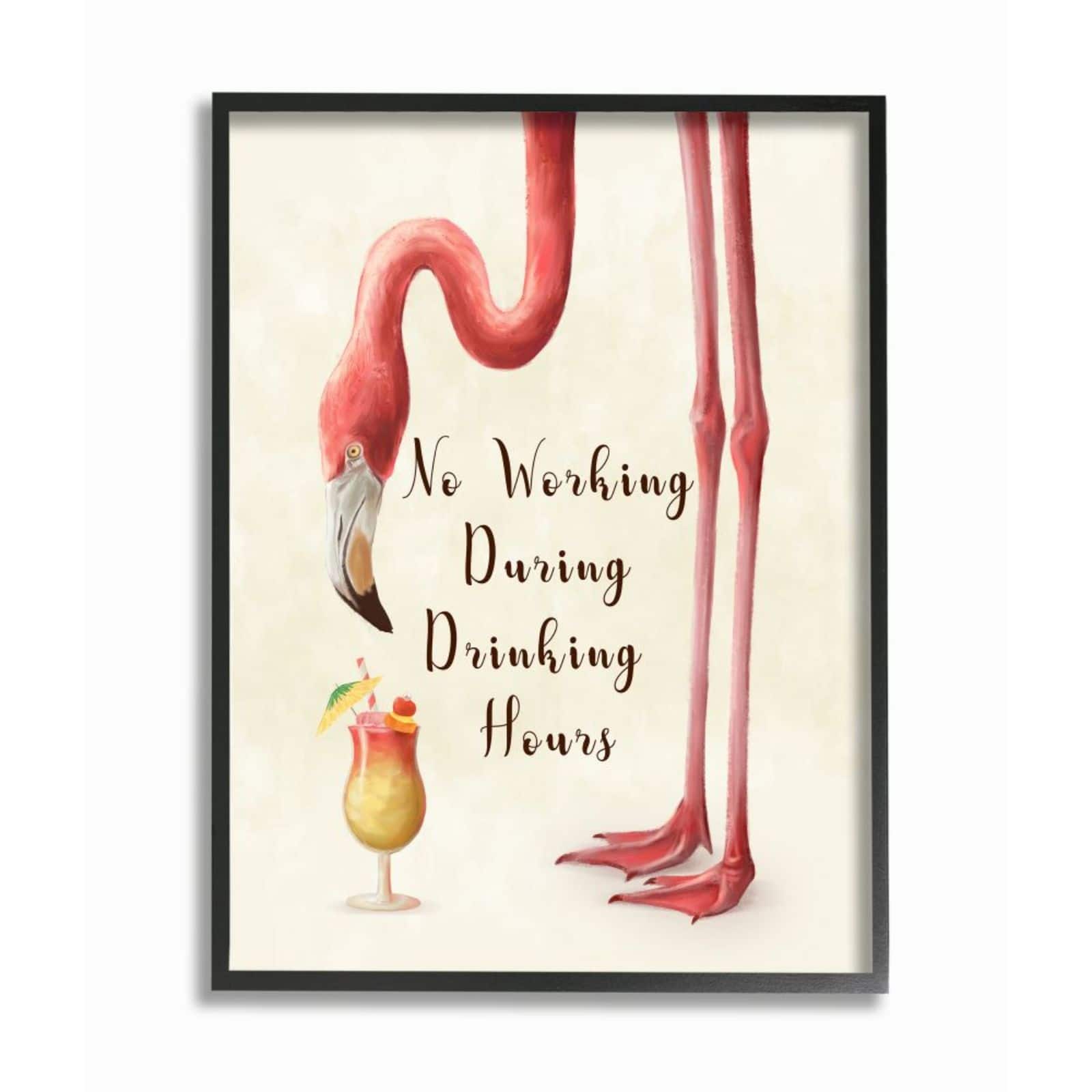 Stupell Industries No Working During Drinking Hours with Black Frame Wall Accent