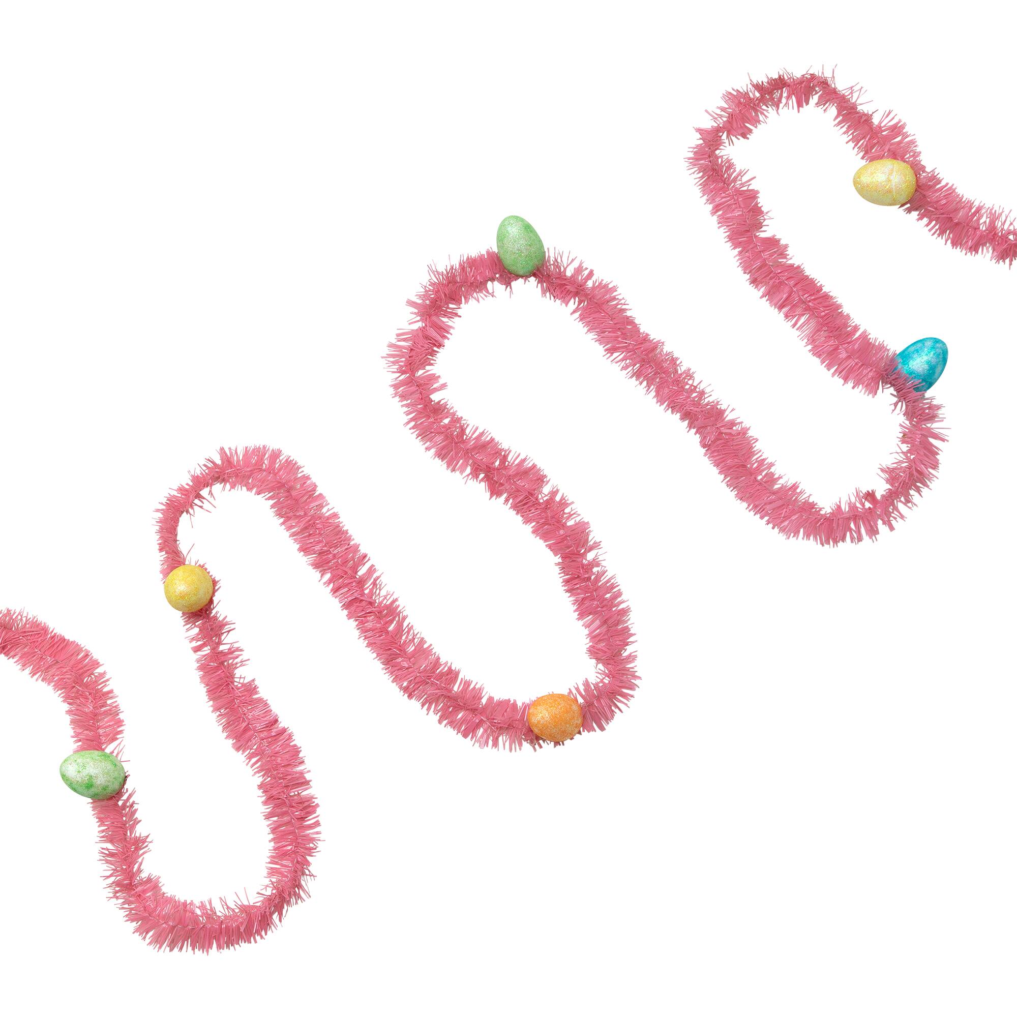 25ft. Pink Tinsel Garland with Easter Eggs