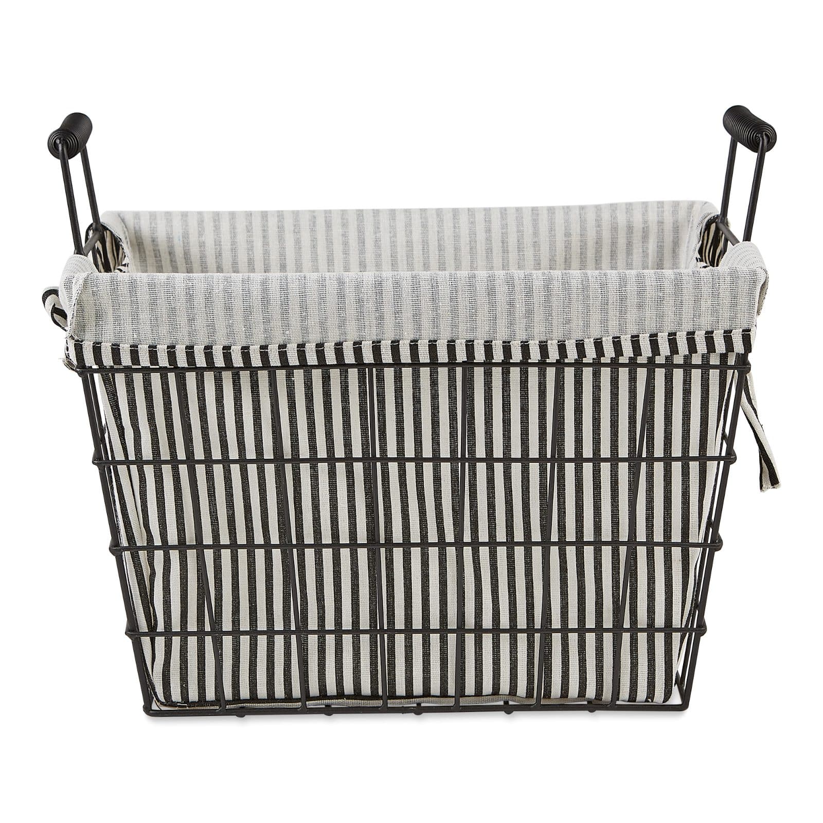 DII® Black & White Ticking Stripe Lined Basket Set