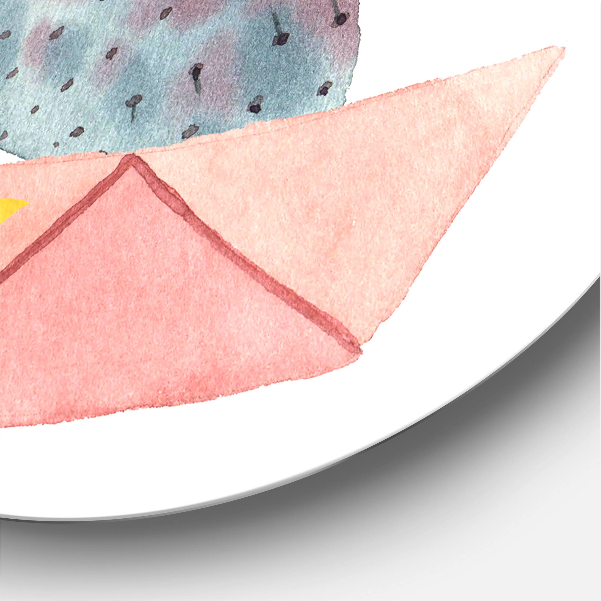 Designart - Cactus Duo In Pink Geometric Pots - Modern Metal Circle Wall Art