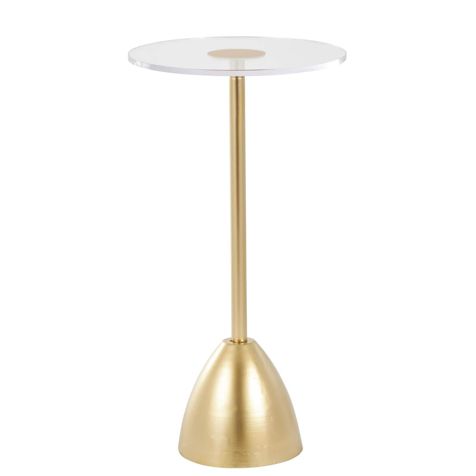 25.5" Gold Metal Pedestal Accent Table