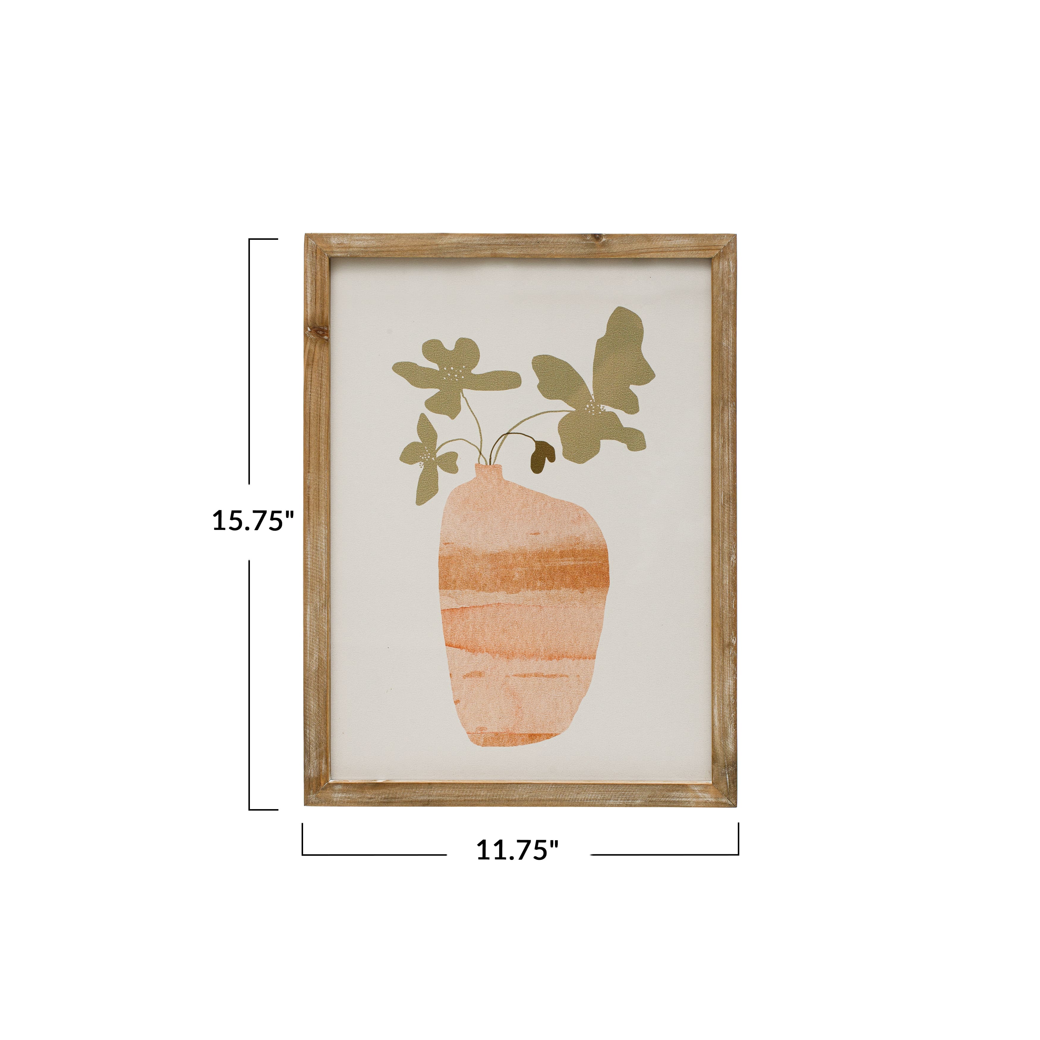 Hello Honey® 16" Multicolor Scandinavian Wood Framed Flowers in Vase Wall Art with Glass Cover