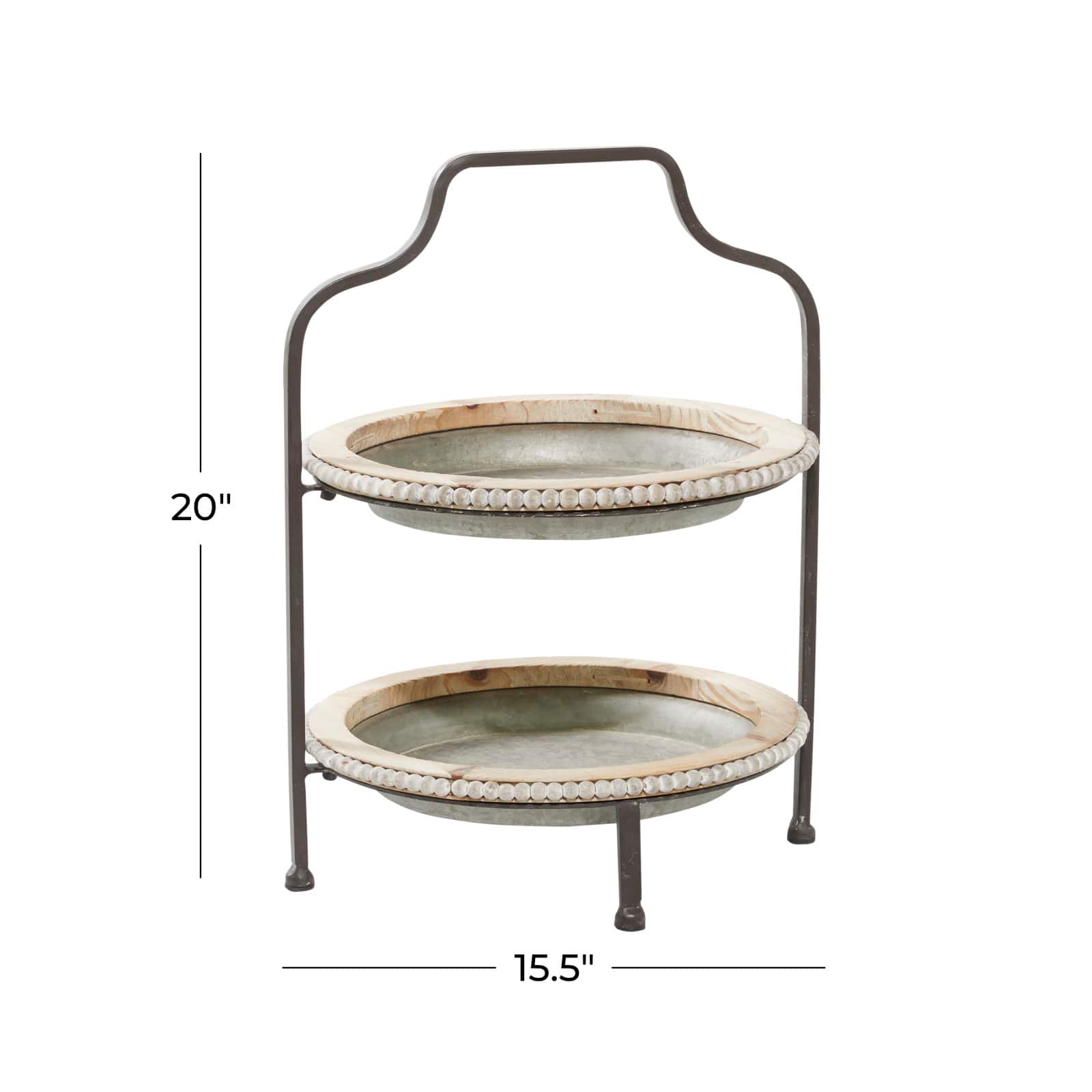 Gray Metal Farmhouse Tiered Server, 20" x 16" x 15"