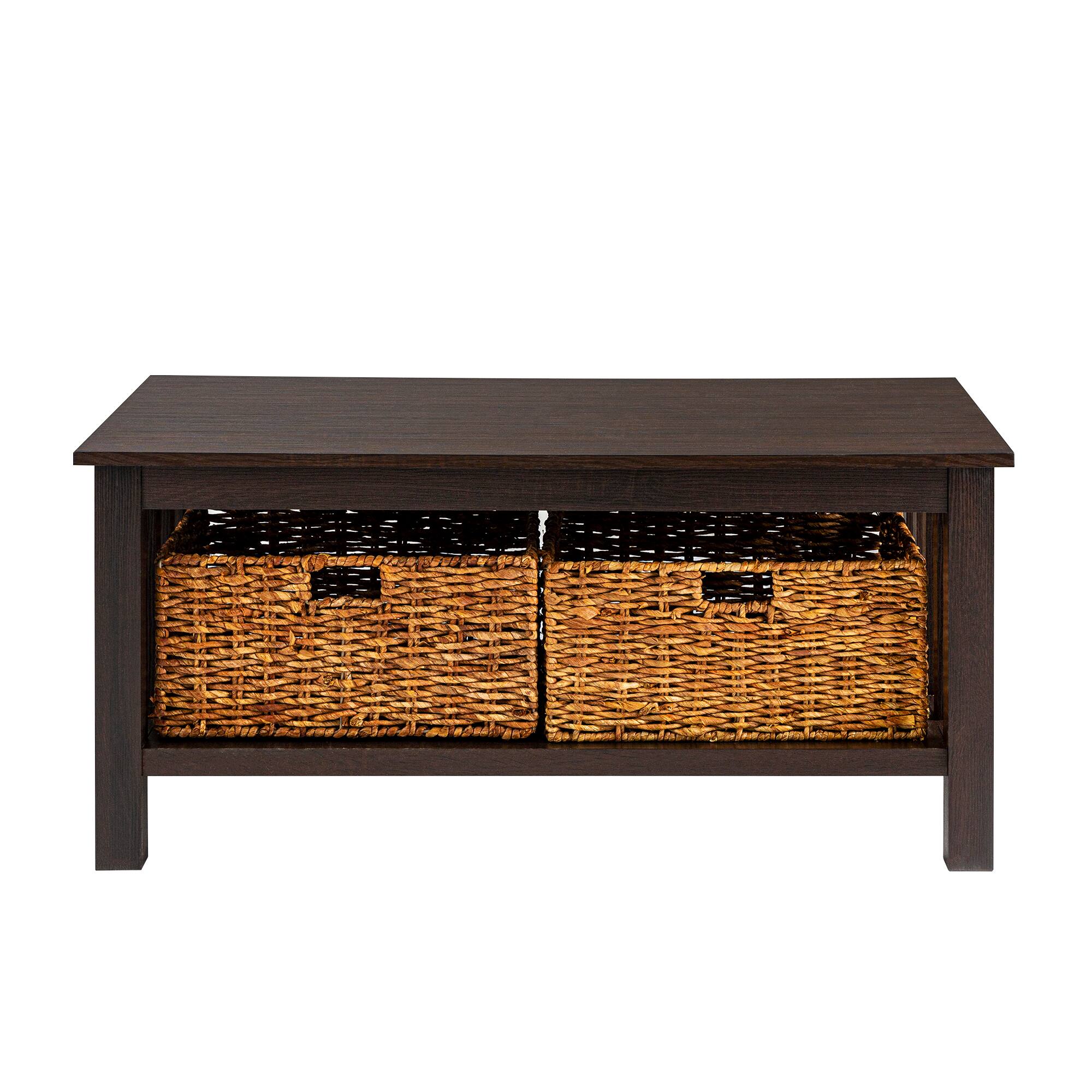 Walker Edison 40" Espresso Mission Storage Coffee Table with Baskets