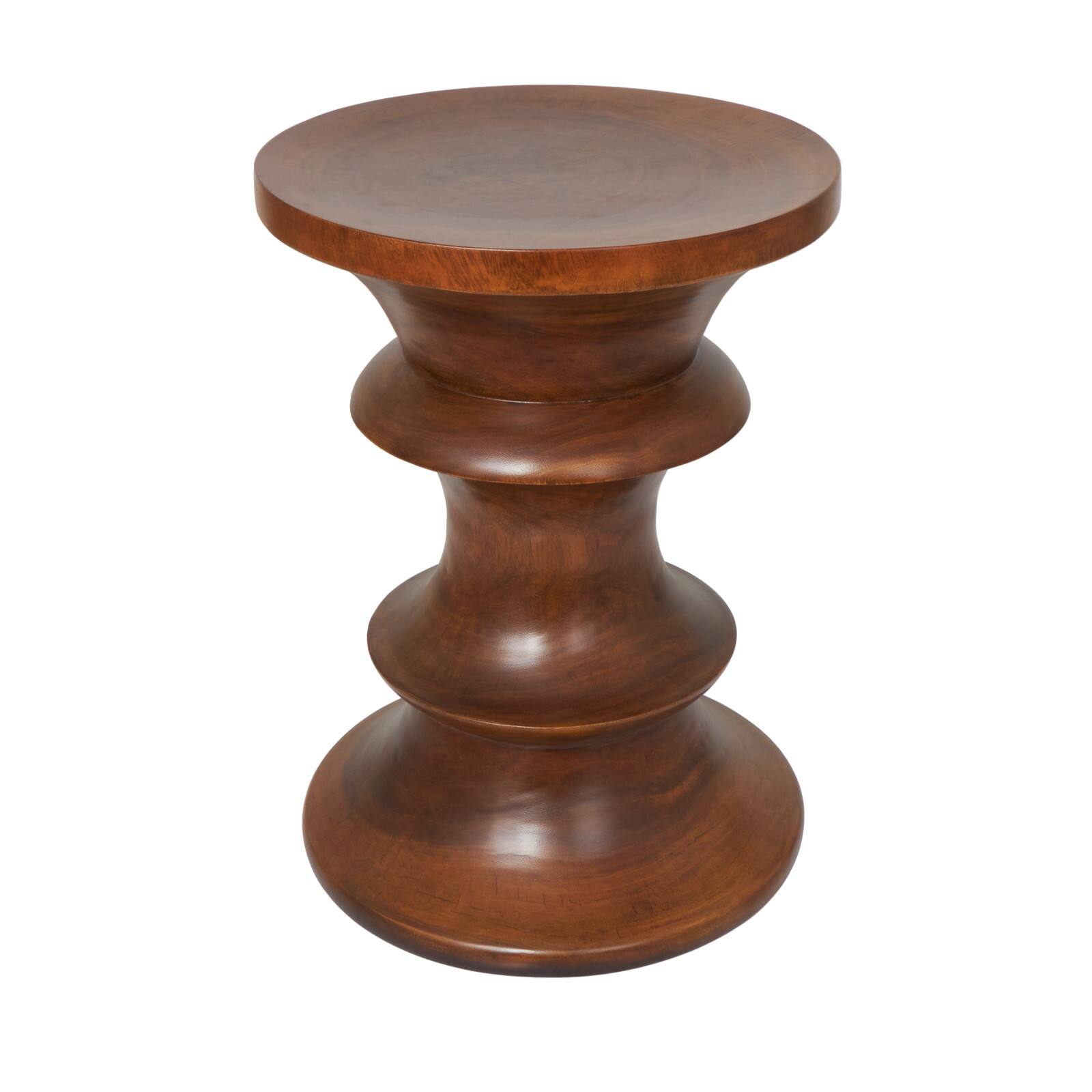 22" Brown Wood Geometric Accent Table