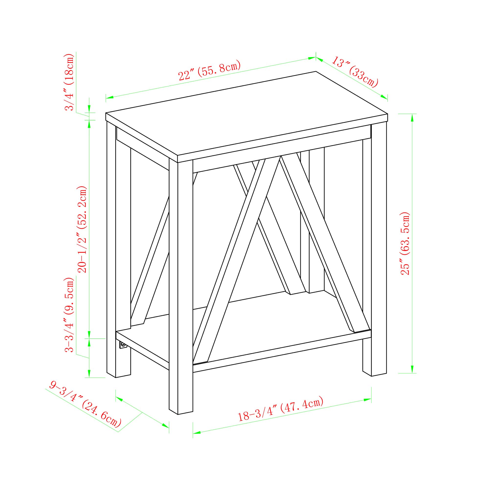 Walker Edison Dark Walnut & White Oak Narrow A-Frame Side Table