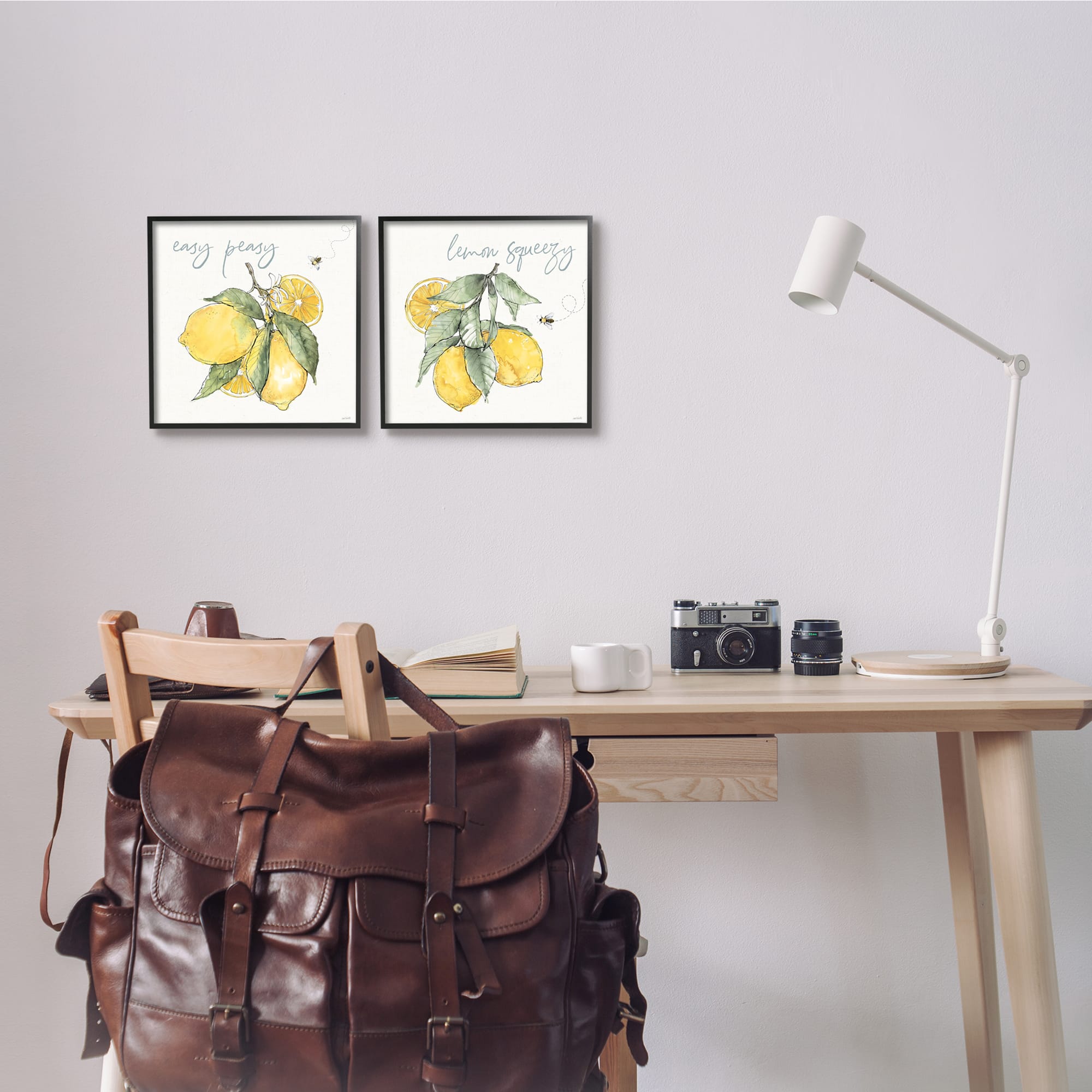 Stupell Industries Easy Peasy Lemon Squeezy Phrase Yellow Honey Bees Framed Wall Art