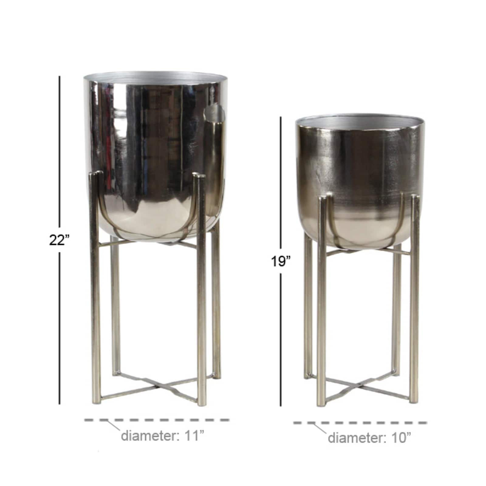 Silver Metal Glam Planter Set