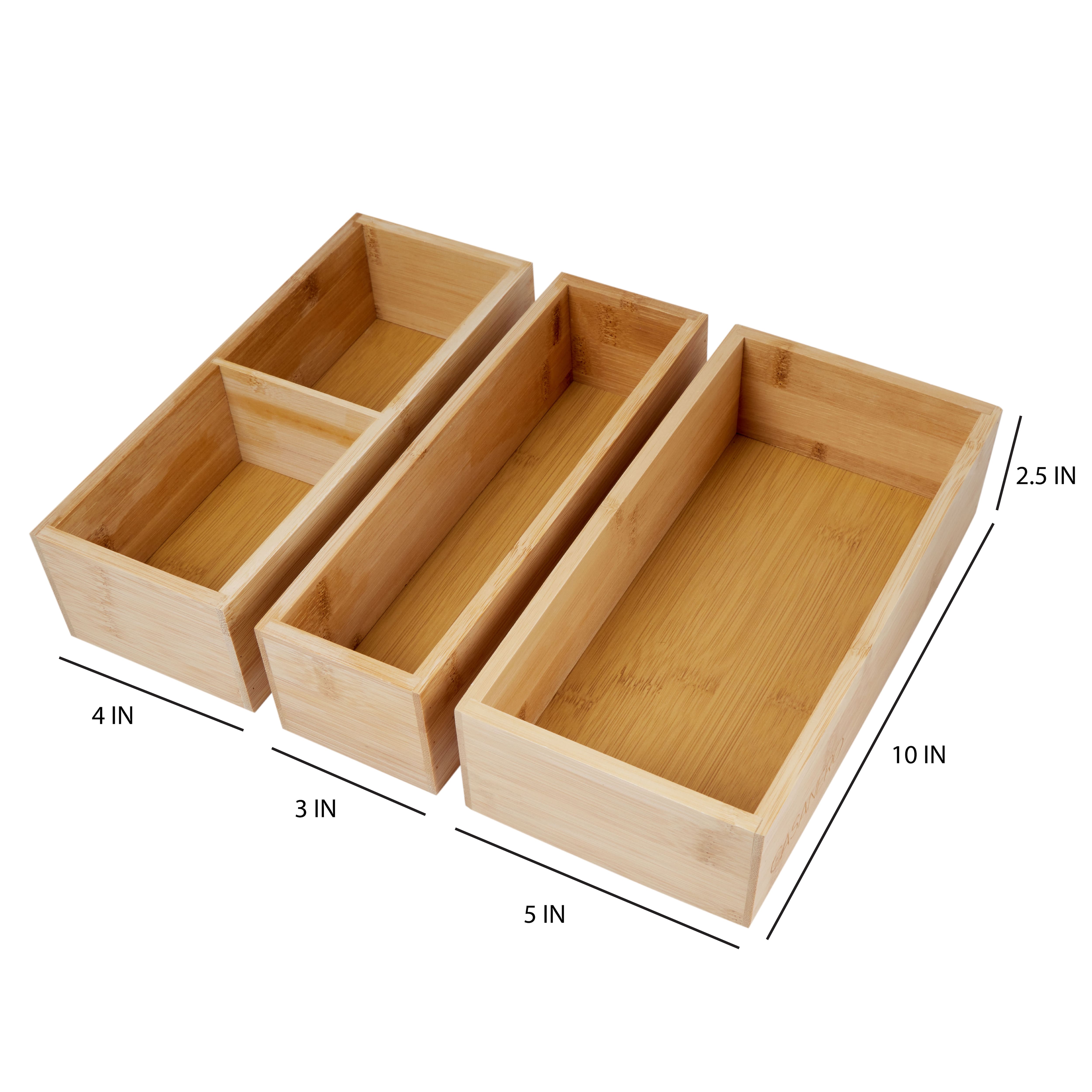 Kitchen Details 4-Compartment Bamboo Drawer Organizer Set
