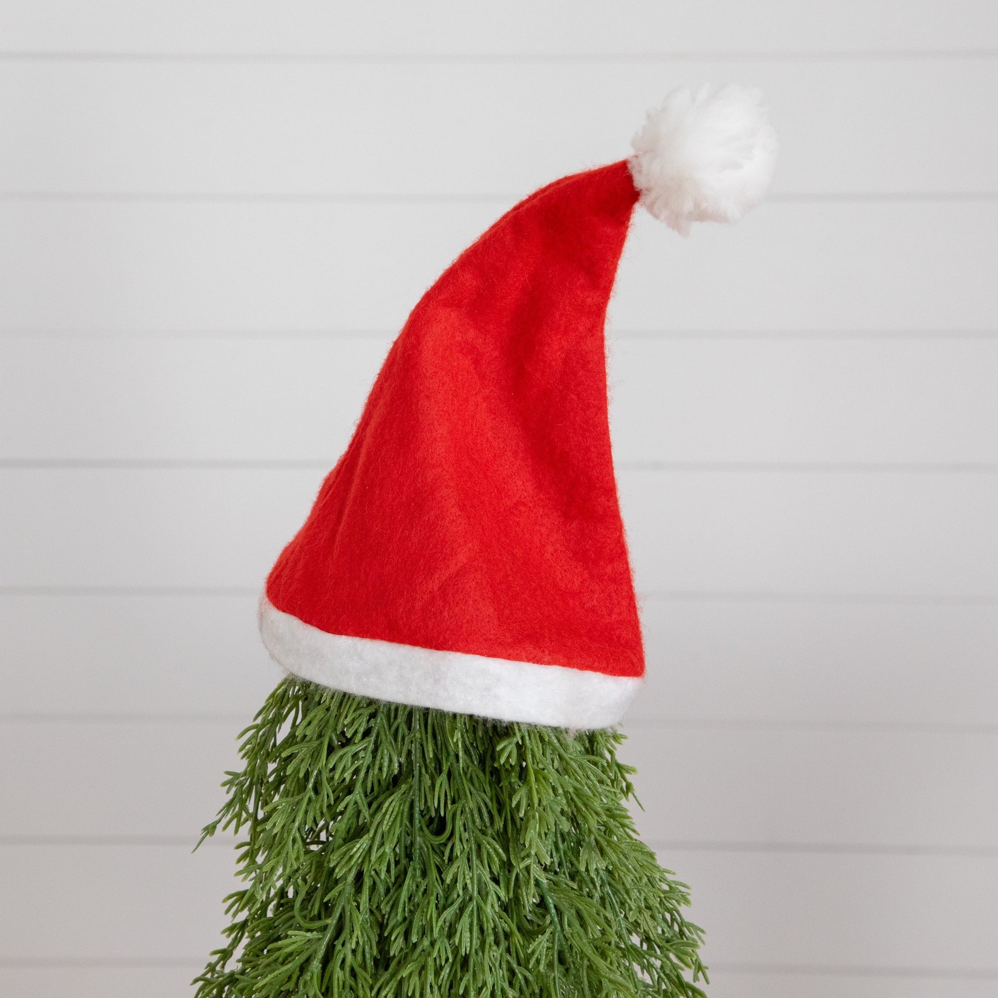 Nearly Natural 19" Unlit Artificial Down Swept Christmas Tree with Santa Hat Topper