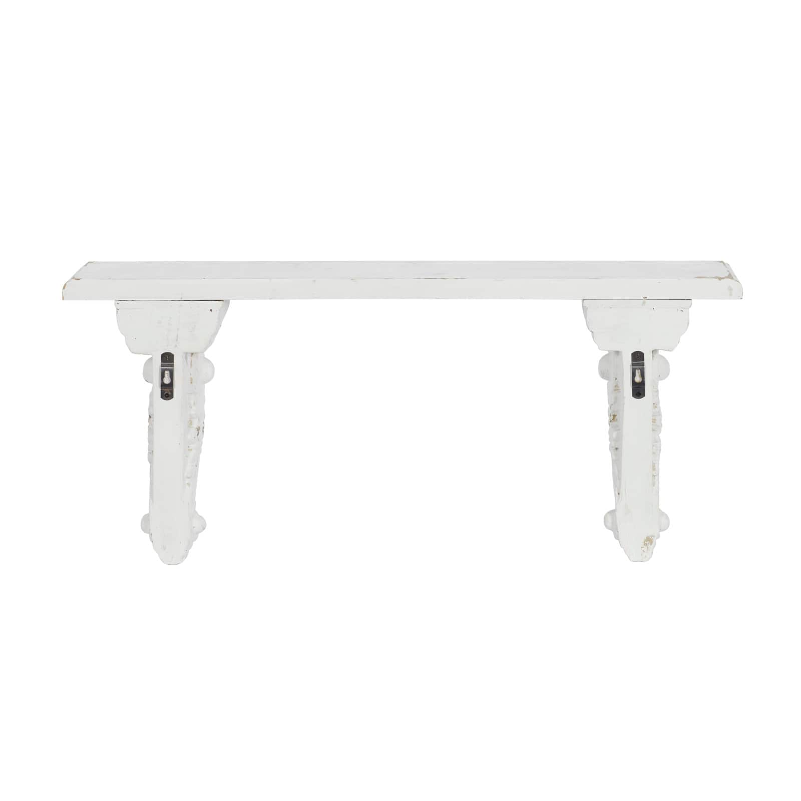 White Wood Farmhouse Wall Shelf