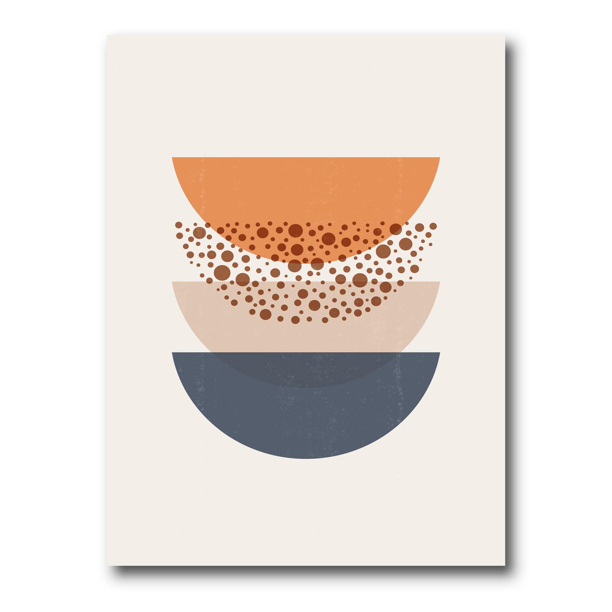 Designart - Abstract Sun & Moon Geometrics In Blue & Orange - Modern Canvas Wall Art Print