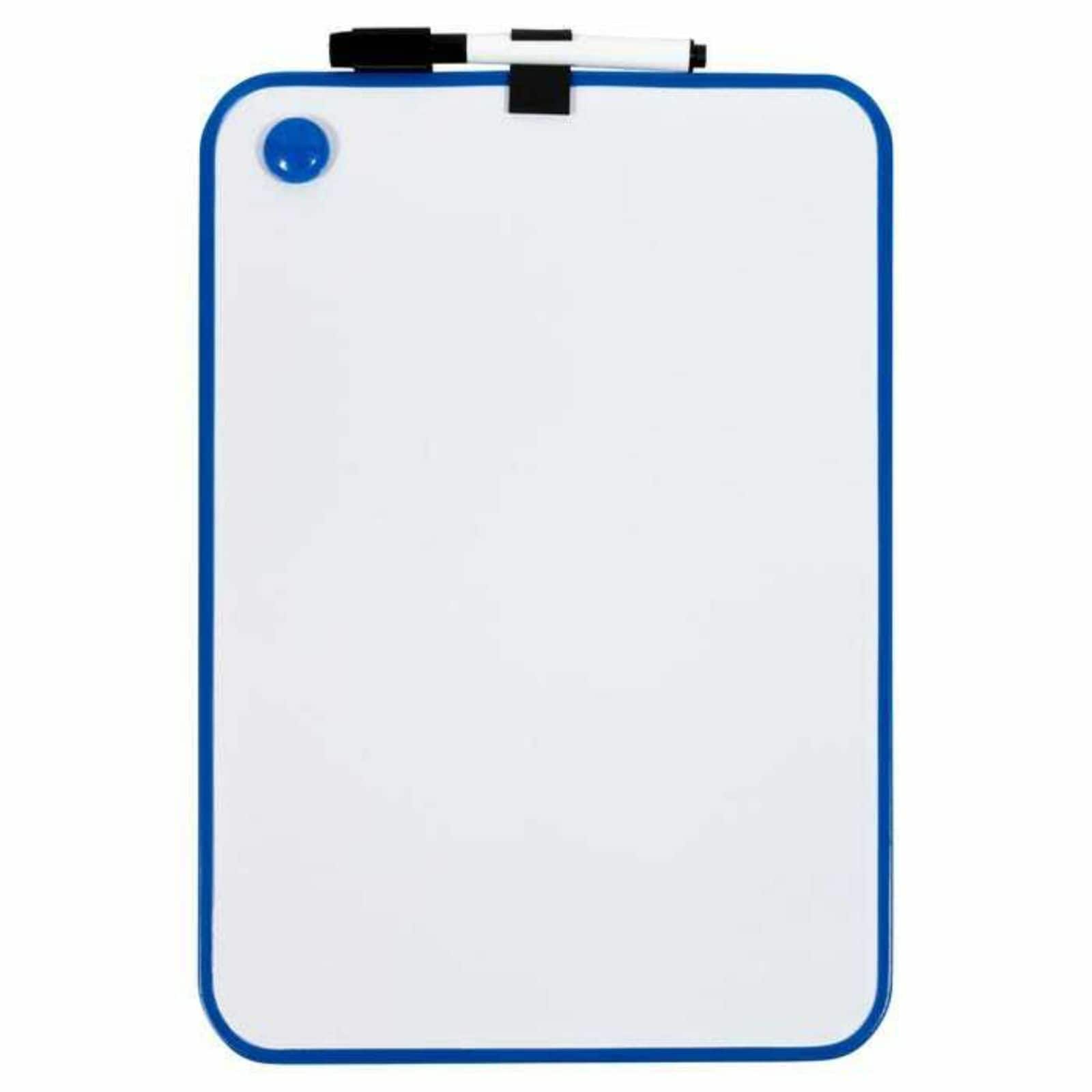 JAM Paper 8" x 12" Blue Boarder Magnetic Dry Erase Foam Boards With Black Board Marker