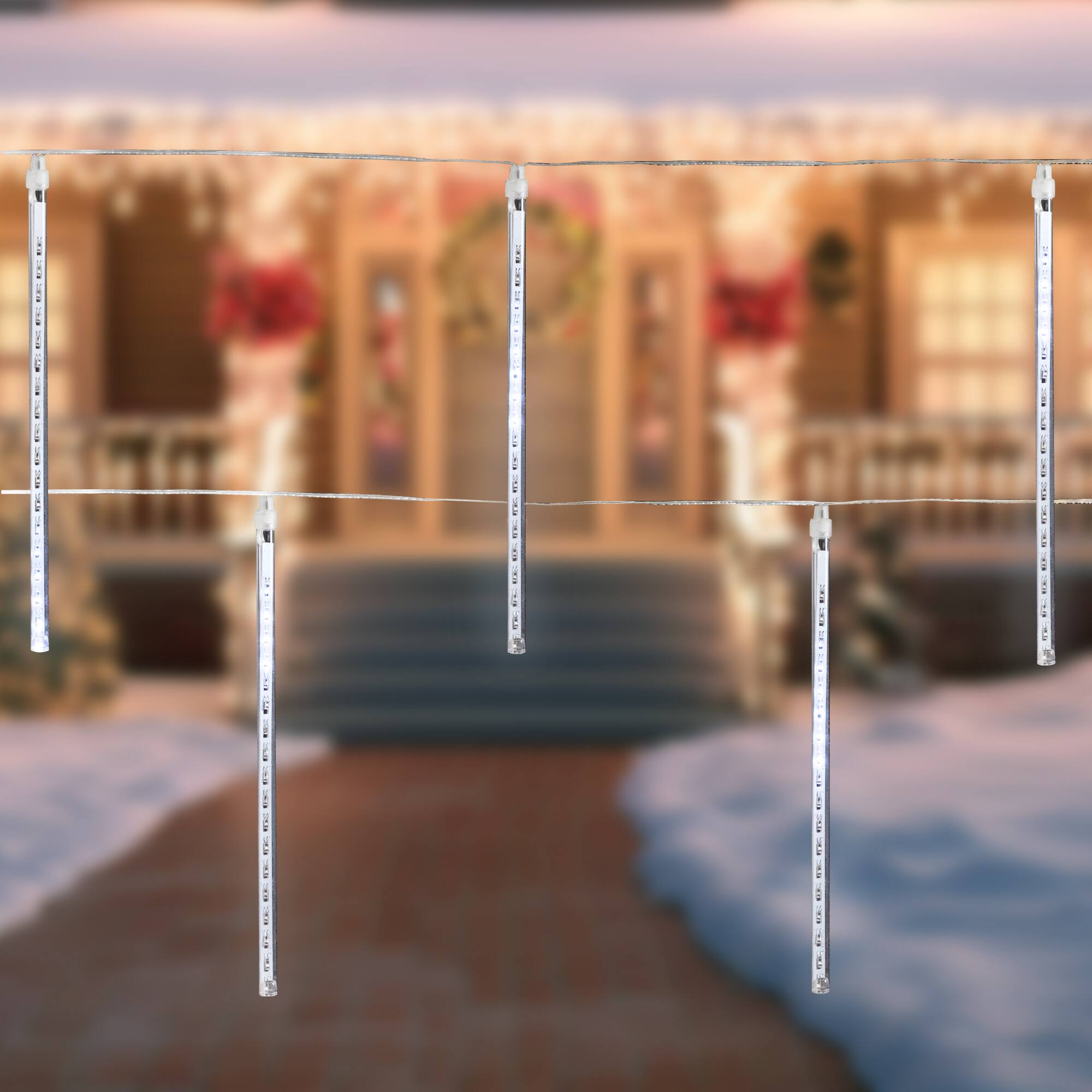 LED Lighted Snowfall Icicle Christmas Lights - Polar White - 15' Clear Wire - 10ct