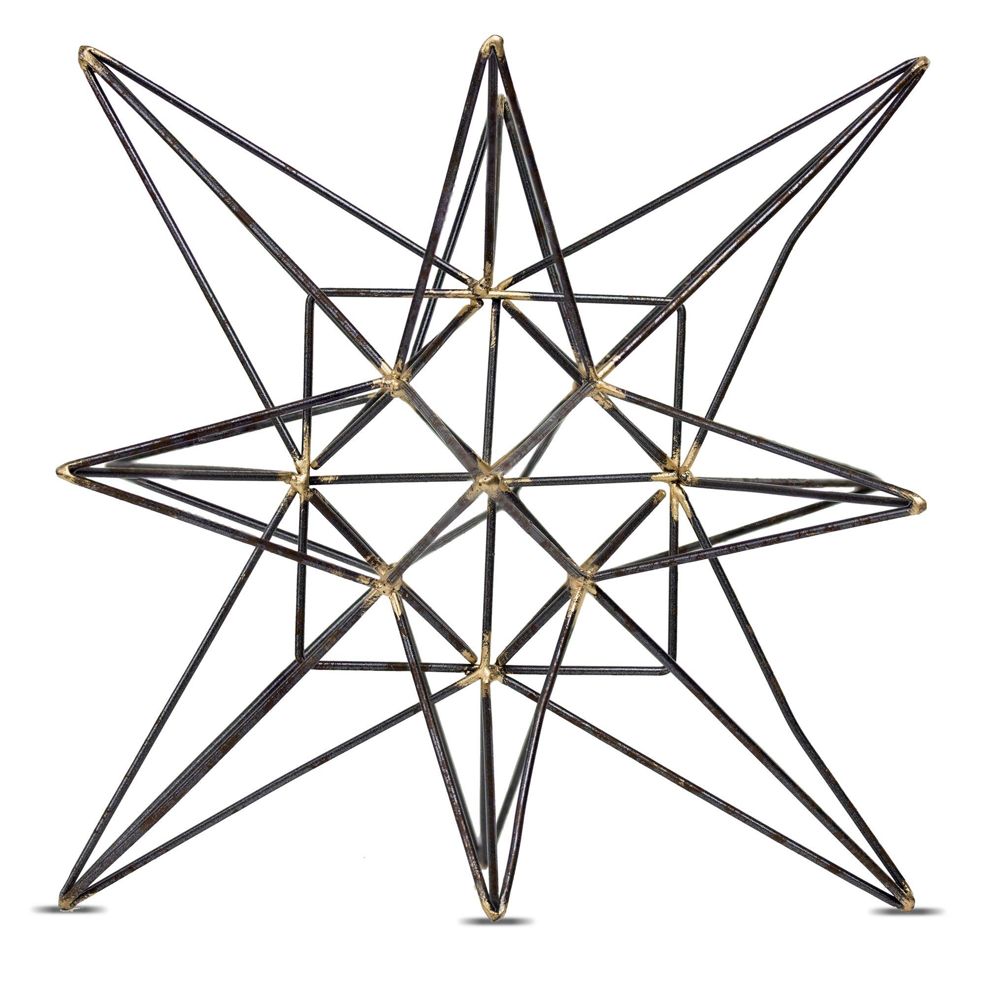 10" Gunmetal & Gold Metal Star Figurine