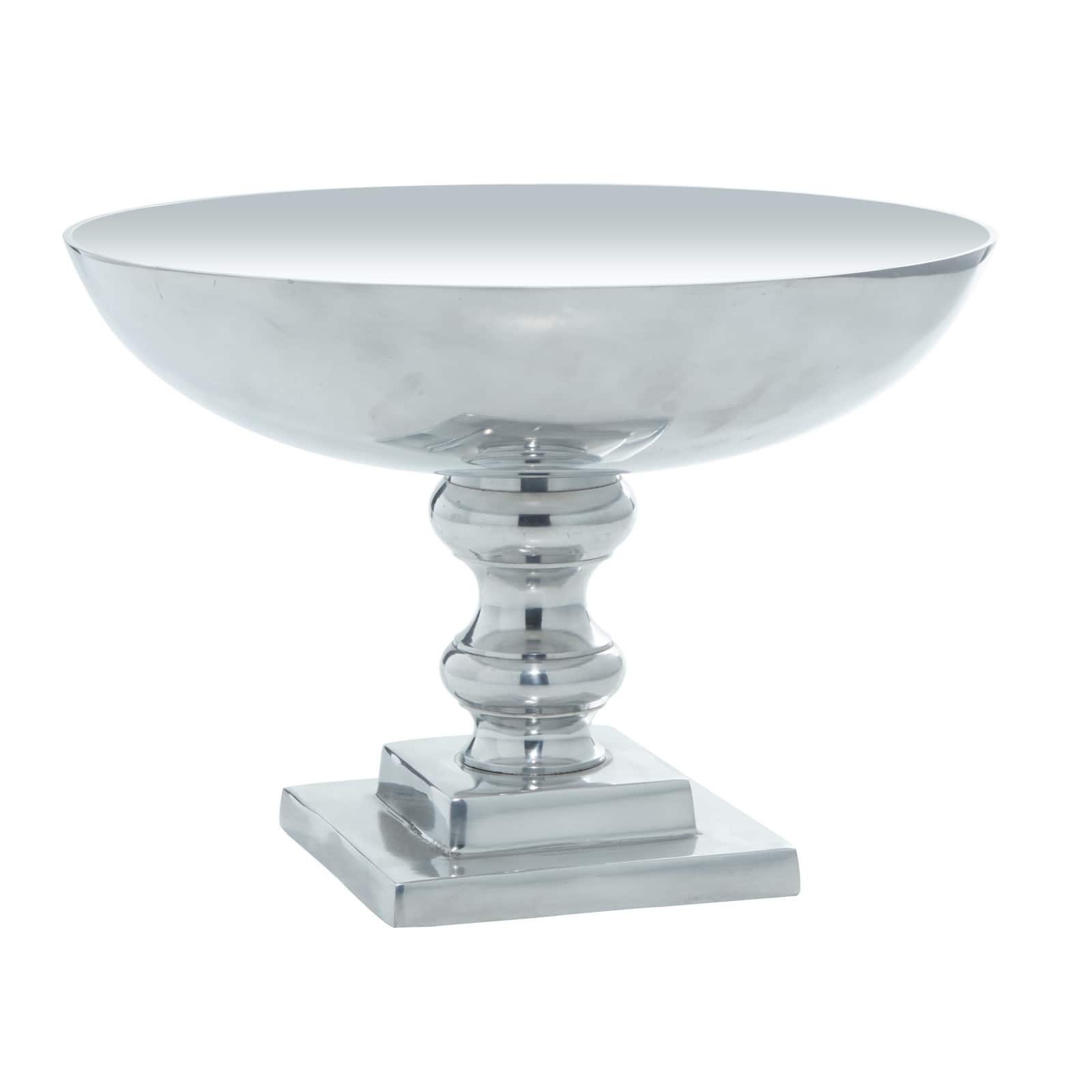 15" Silver Aluminum Traditional Decorative Bowl