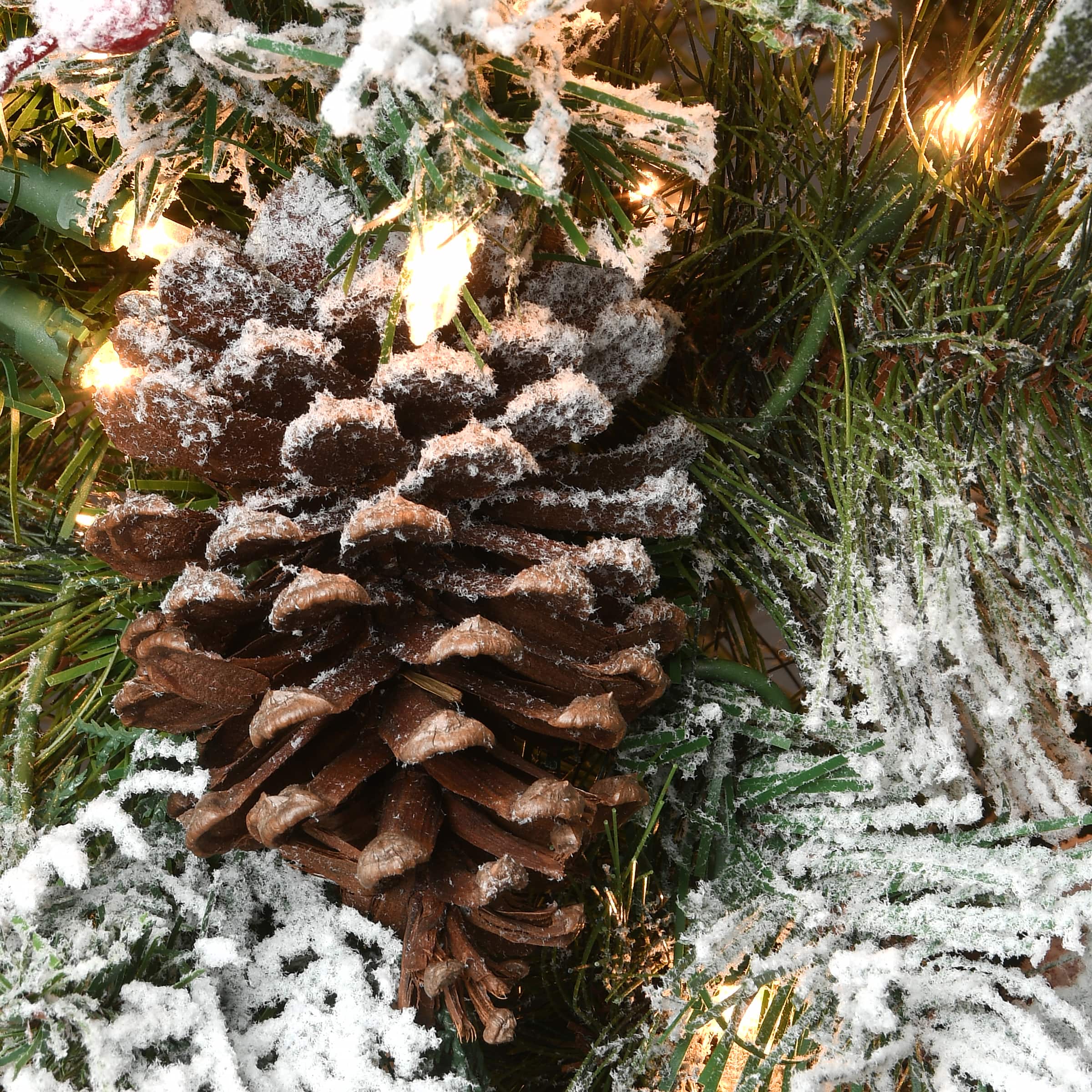 4.5ft. Pre-Lit Snowy Bedford Pine Artificial Christmas Tree, Clear Lights