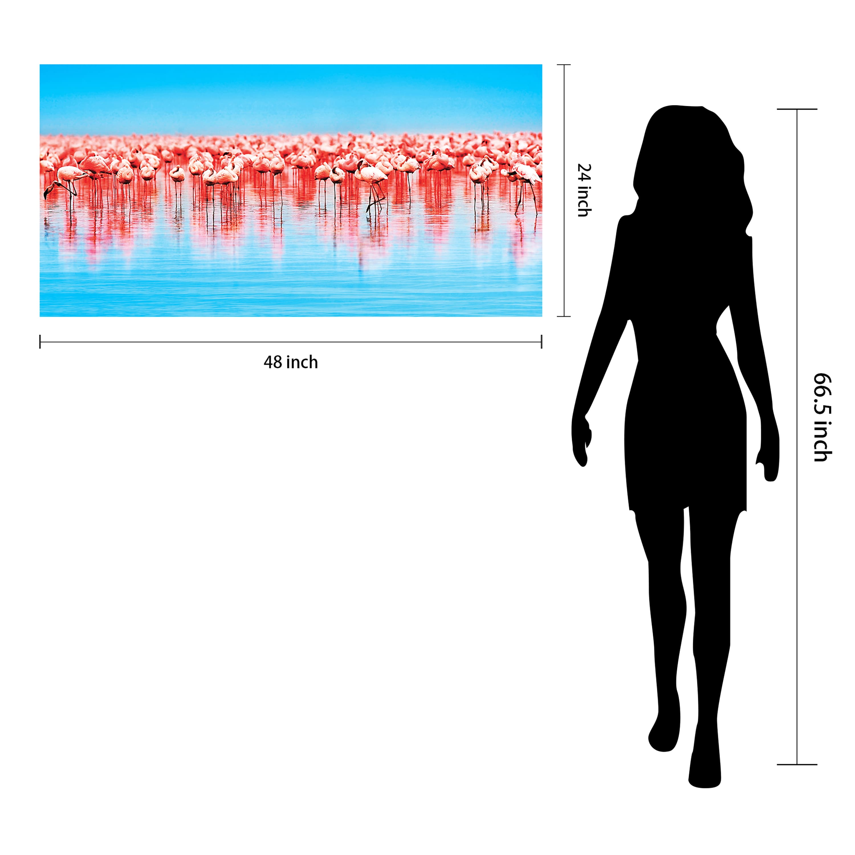 Empire Art Direct 24" x 48" Flamingo Flock Frameless Free Floating Tempered Glass Wall Art
