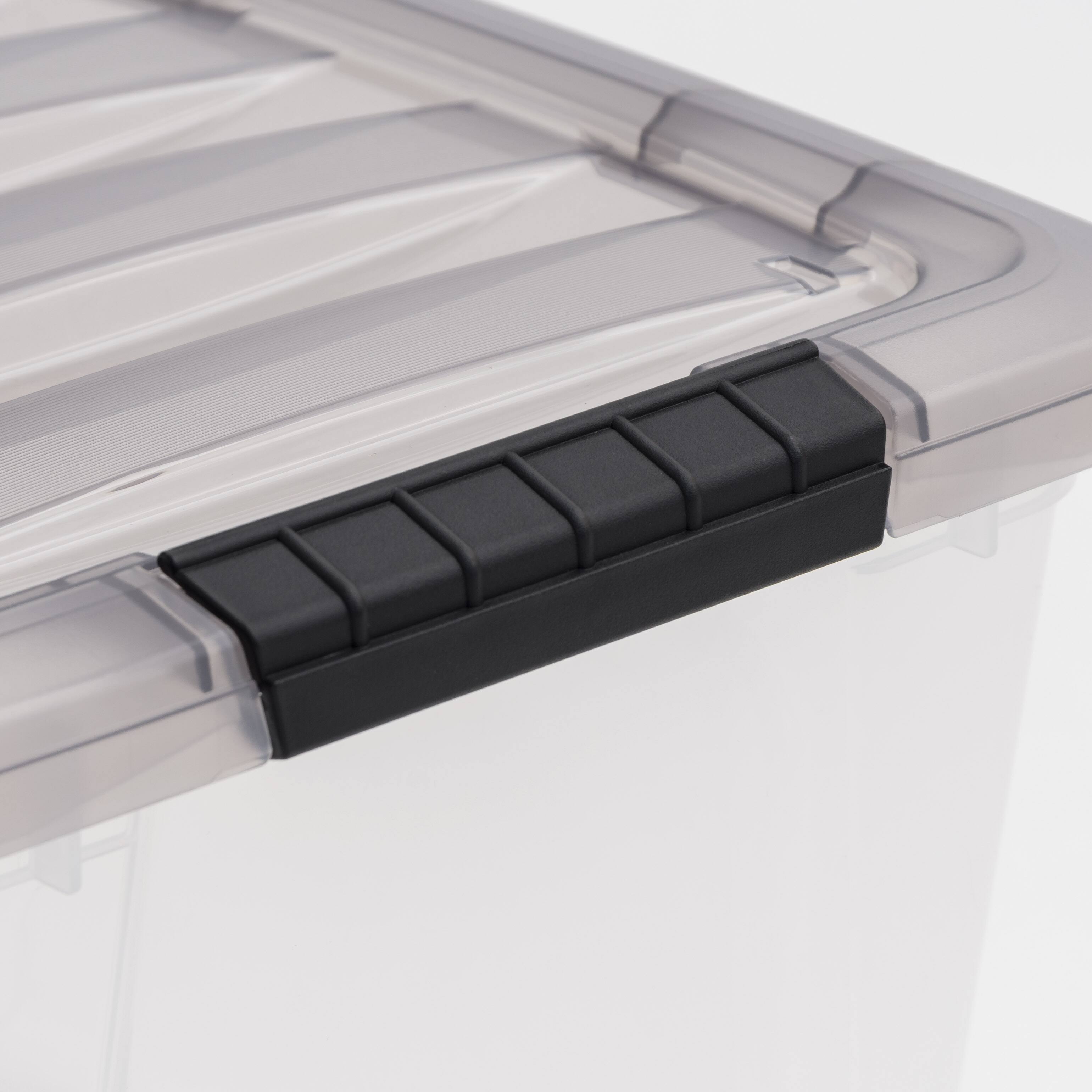 IRIS® Stack & Pull™ Clear Storage Box with Gray Lid