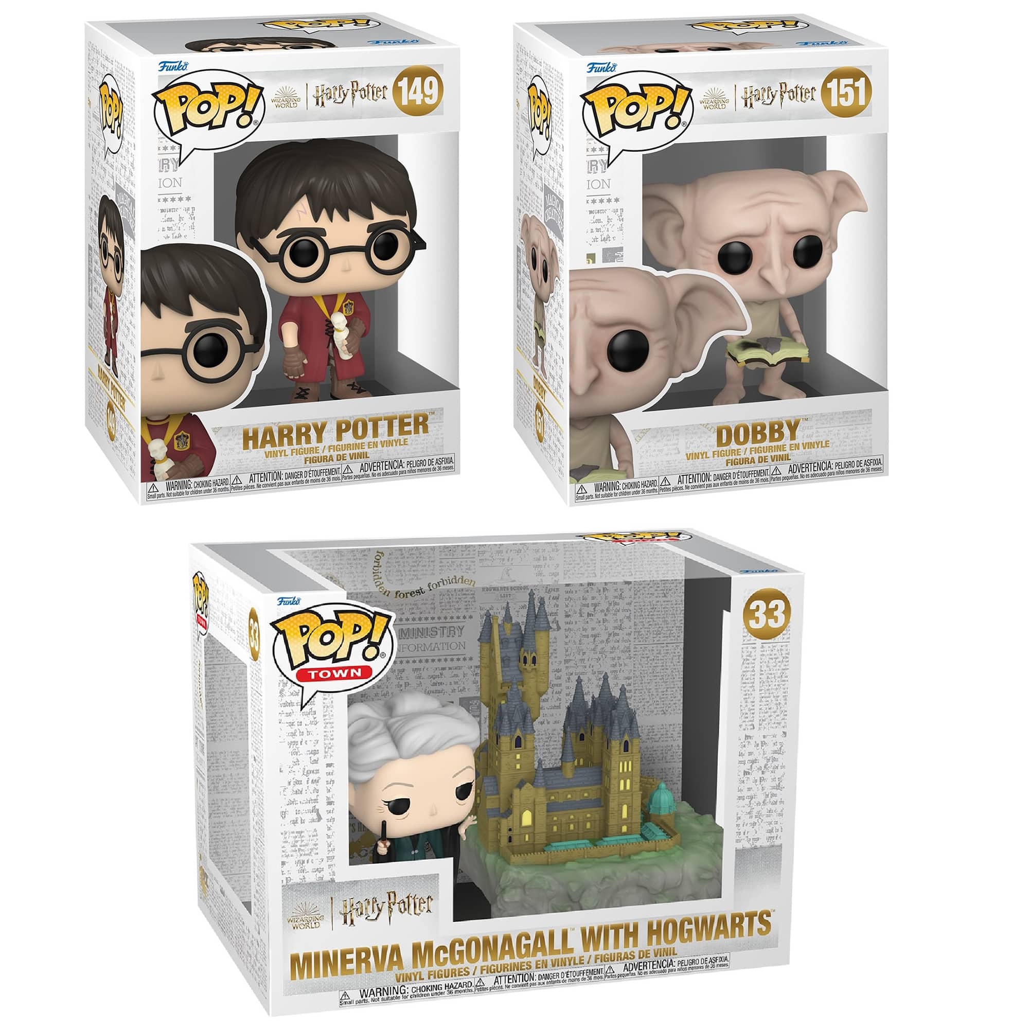 Funko POP! Movies: Harry Potter™ The Chamber of Secrets™ 20th Anniversary Collectors Set: Harry™, Dobby™ and Minerva™