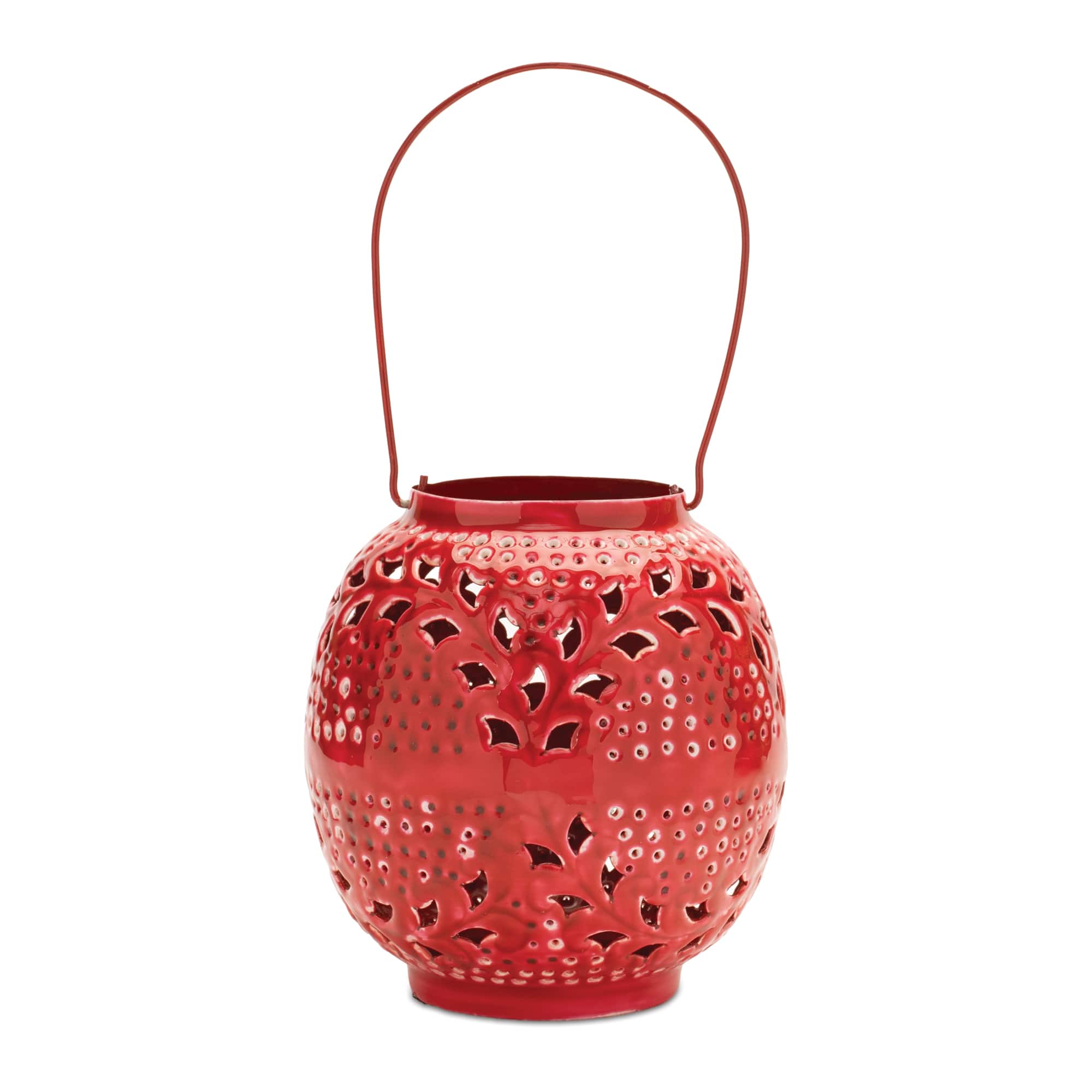 8" Punched Metal Candle Lantern