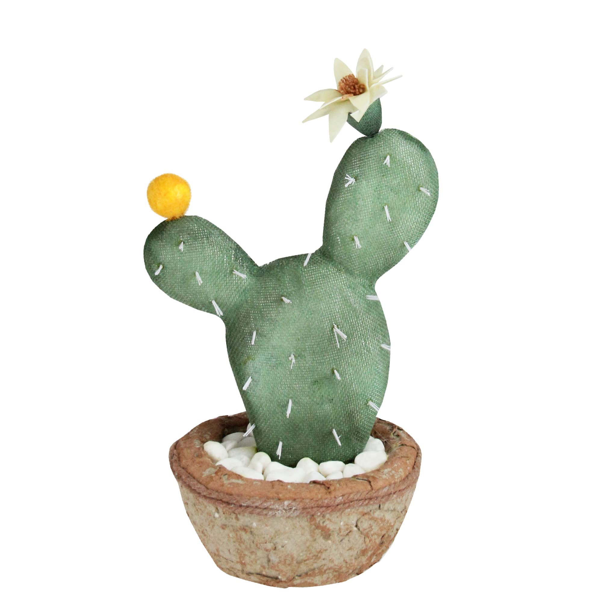 12" Southwestern Style Potted Cactus with Flowers