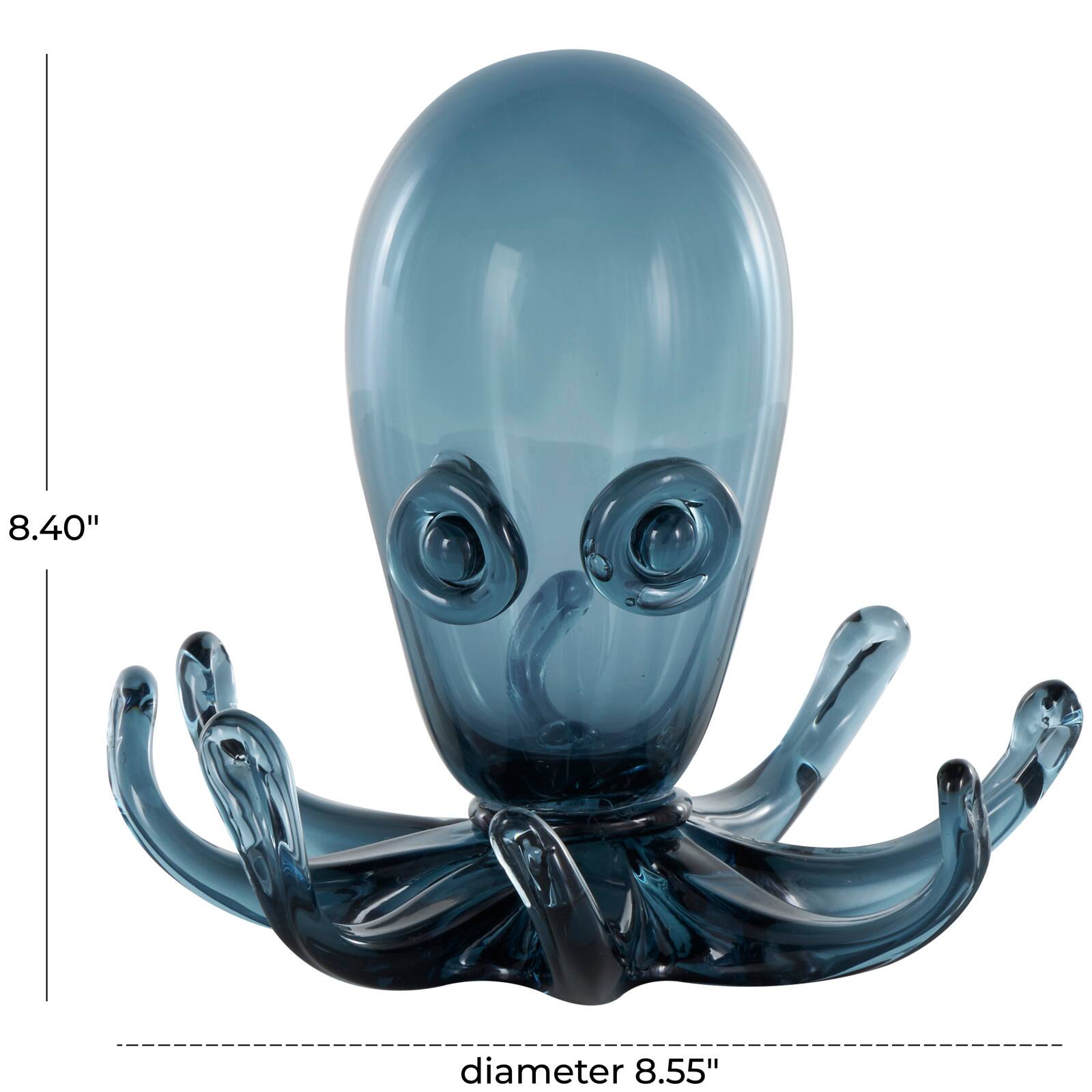 8.5" Blue Ombre Glass Octopus Sculpture