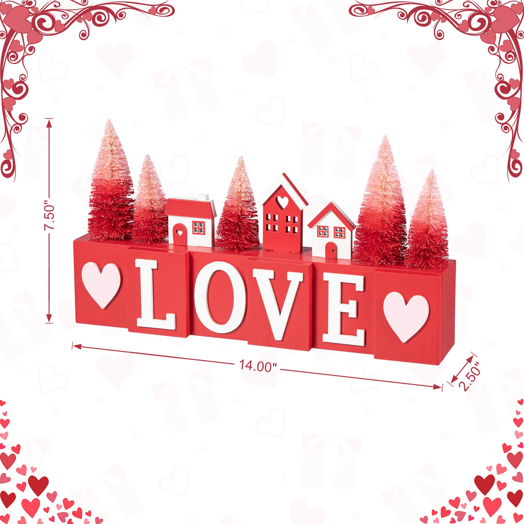 Glitzhome® 14" Valentine's Wooden Love House & Tree Table Décor