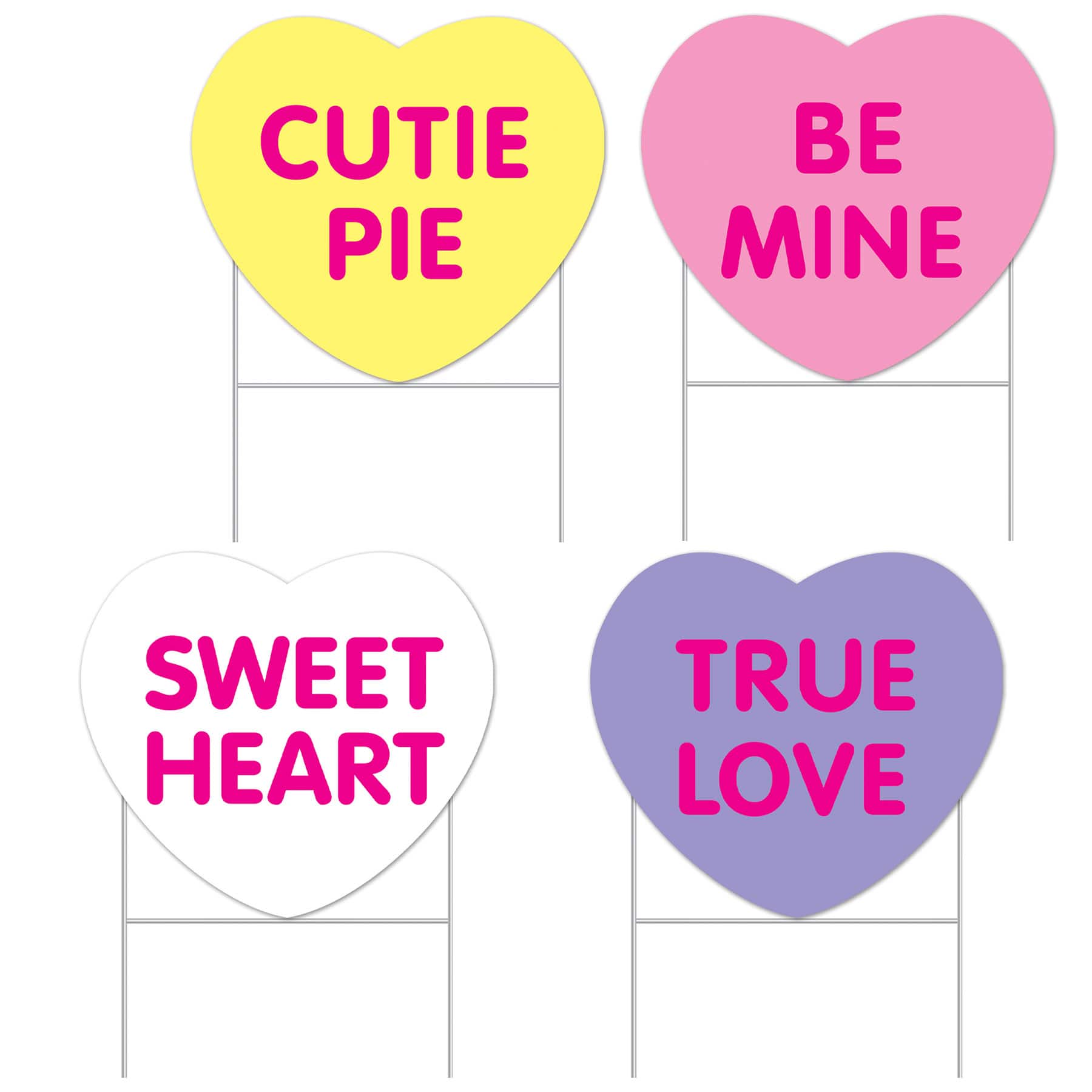 Beistle 11.5" x 13" Candy Heart Plastic Yard Signs Set