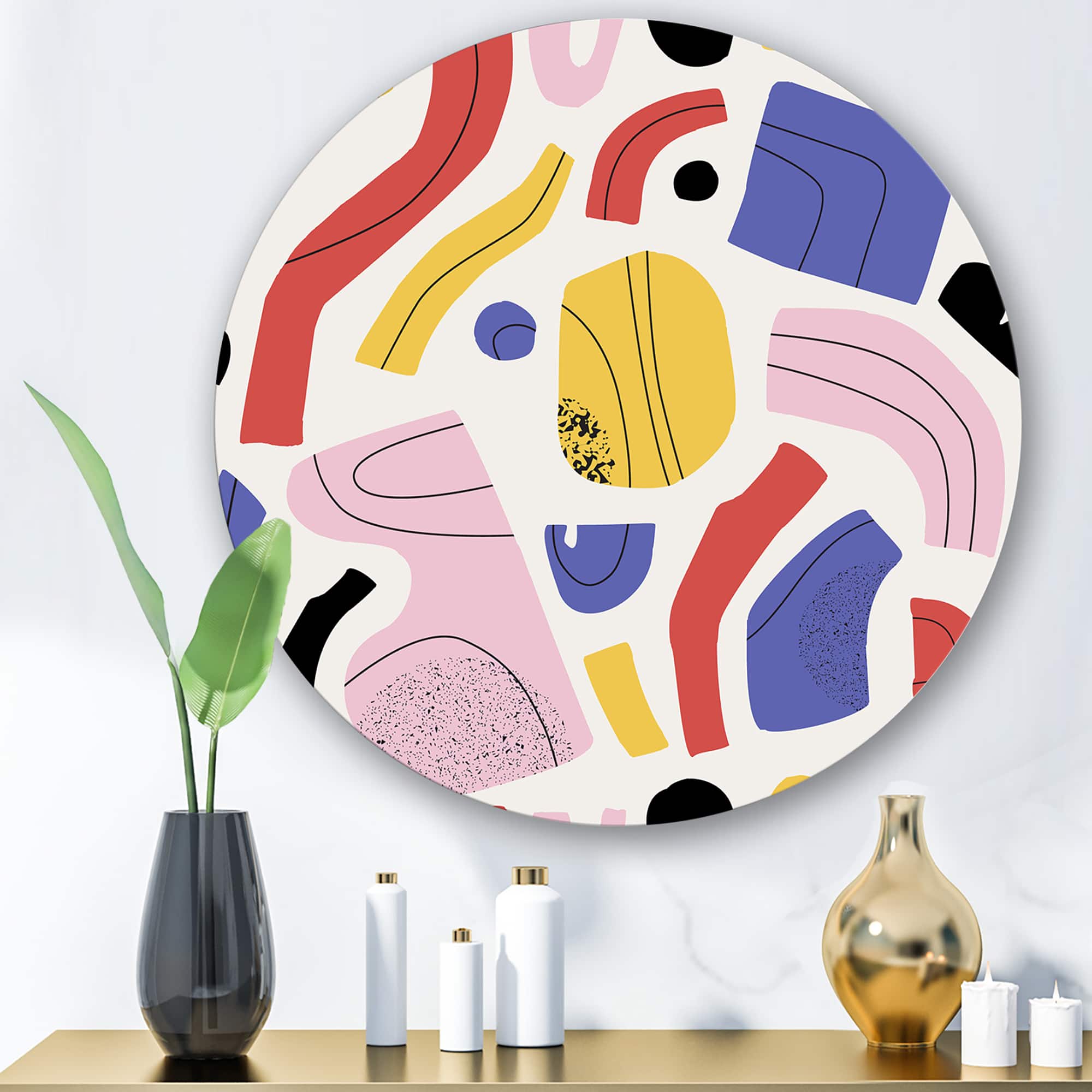 Designart - Organic and Elements In Red Yellow and Pink
