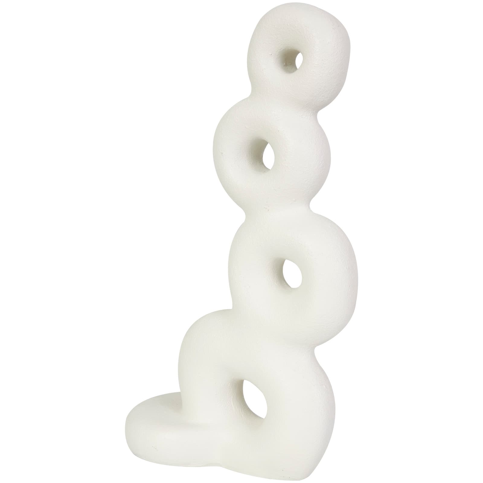 18" White Abstract Stacked Circle Ring Sculpture