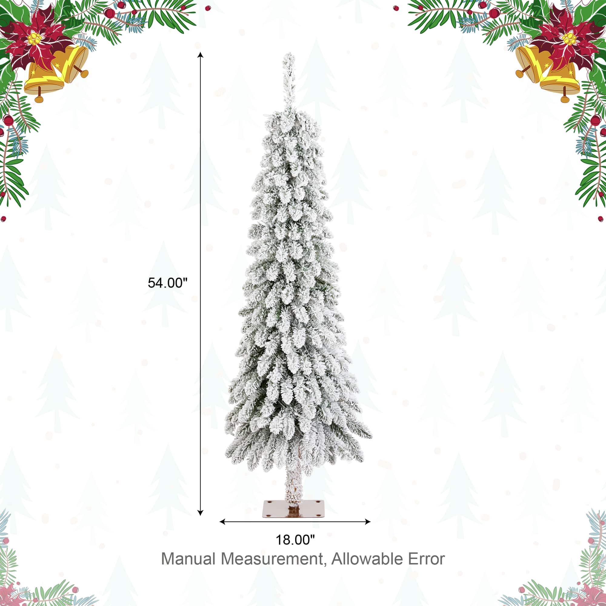Glitzhome® 4.5ft Pre-Lit Flocked Artificial Christmas Tree, Warm White Lights
