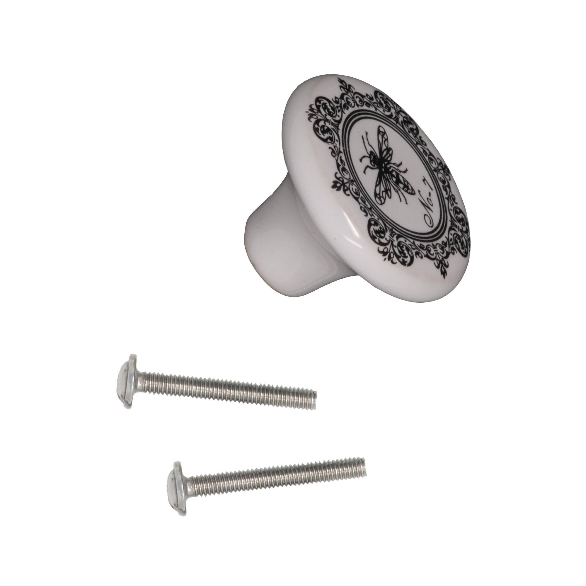 Dritz® Black & White Ceramic Classic Bee Knob, 6ct.