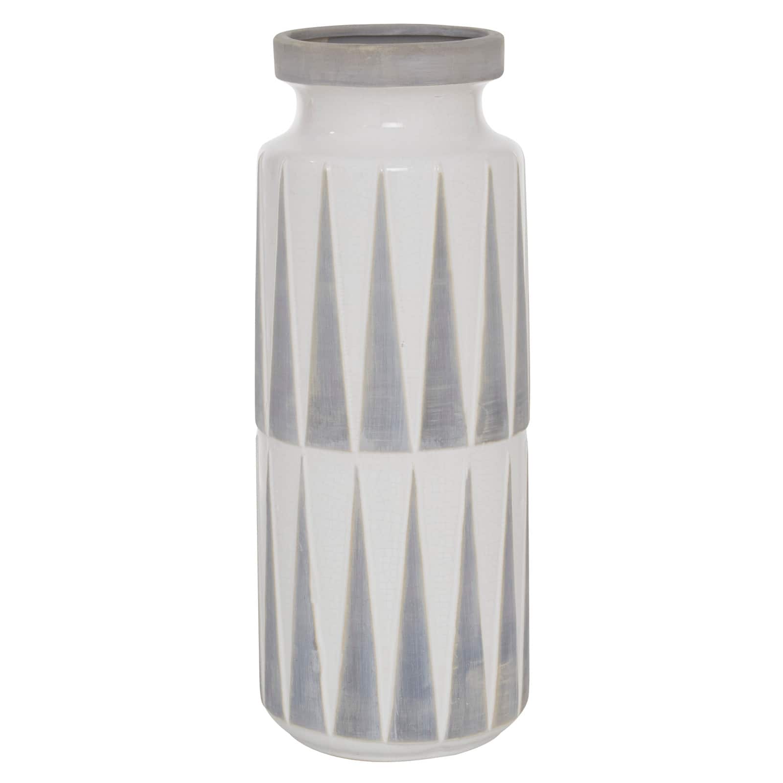 Multi Colored Ceramic Traditional Vase, 17" x 7" x 7"