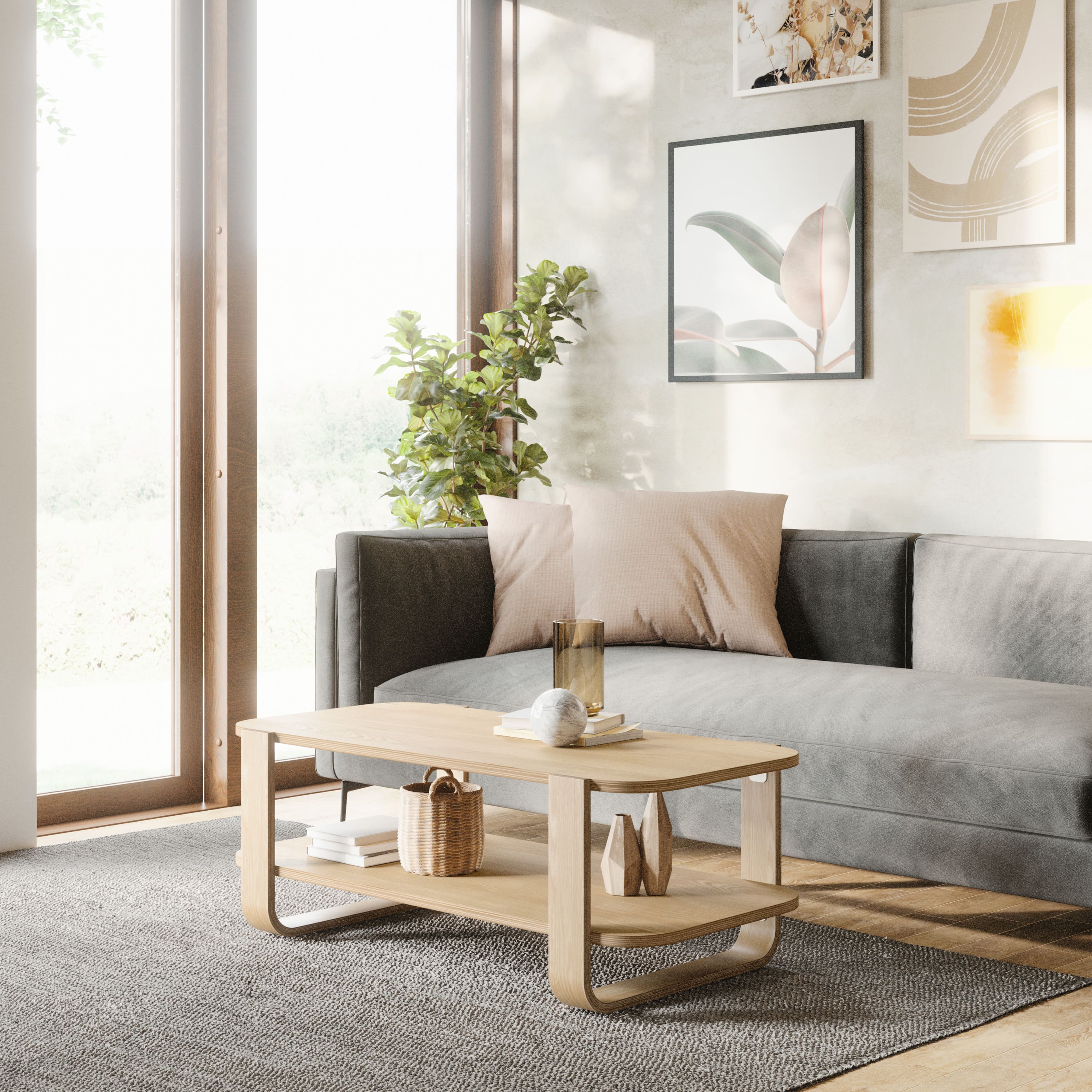 Umbra 43" x 16" Natural Bellwood Coffee Table