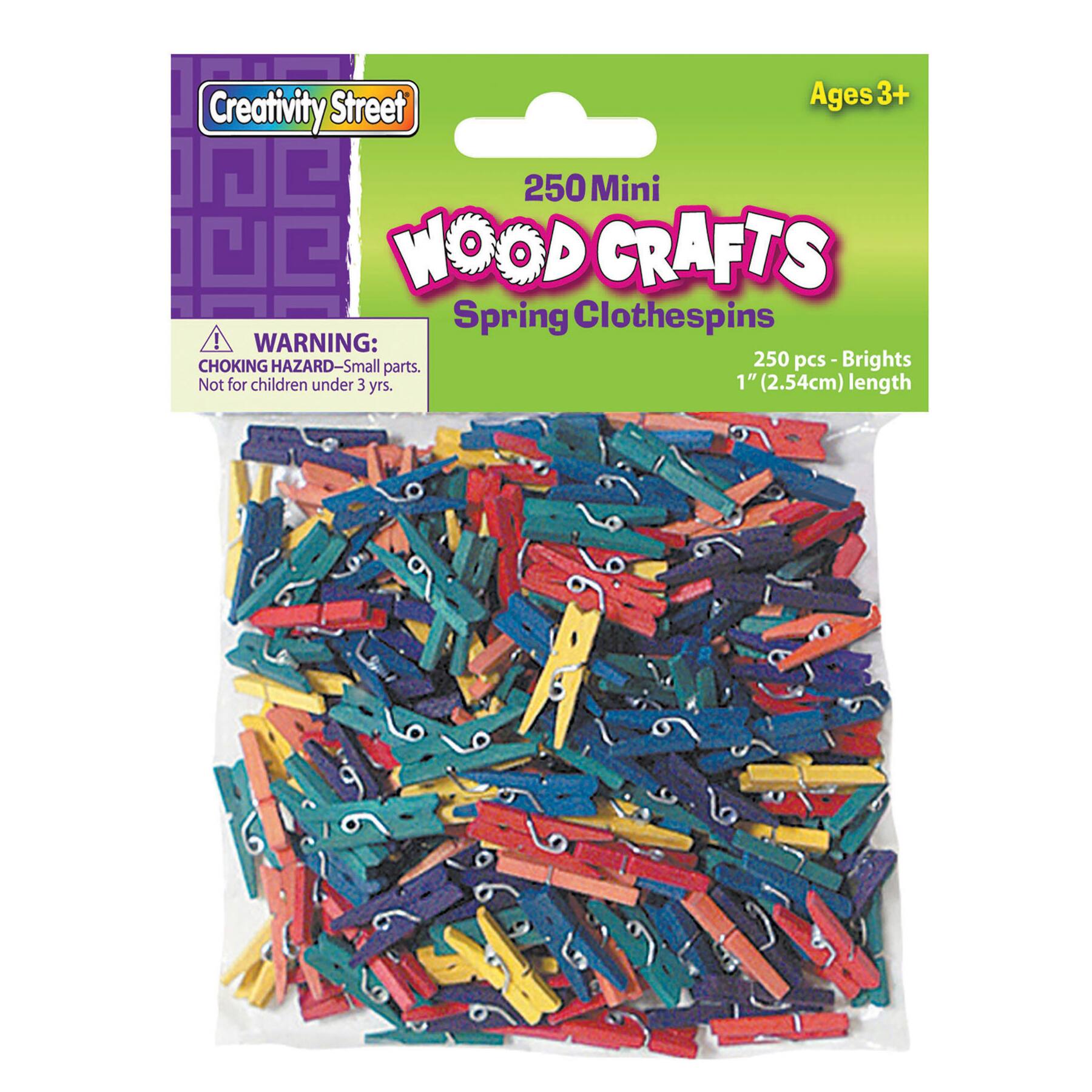 Creativity Street® Bright Hues Wood Crafts Mini Spring Clothespin, Pack of 250
