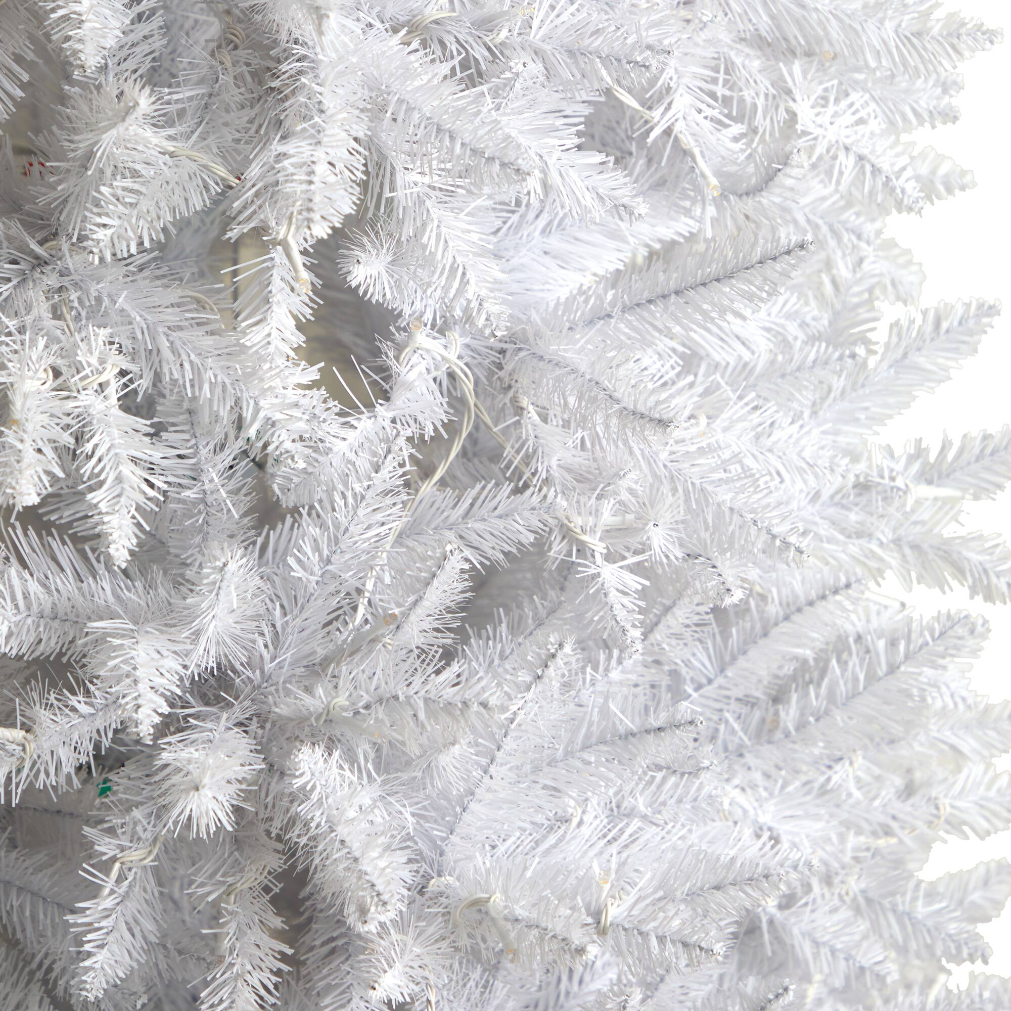 9ft. Pre-Lit Slim White Artificial Christmas Tree, Warm White LED Lights