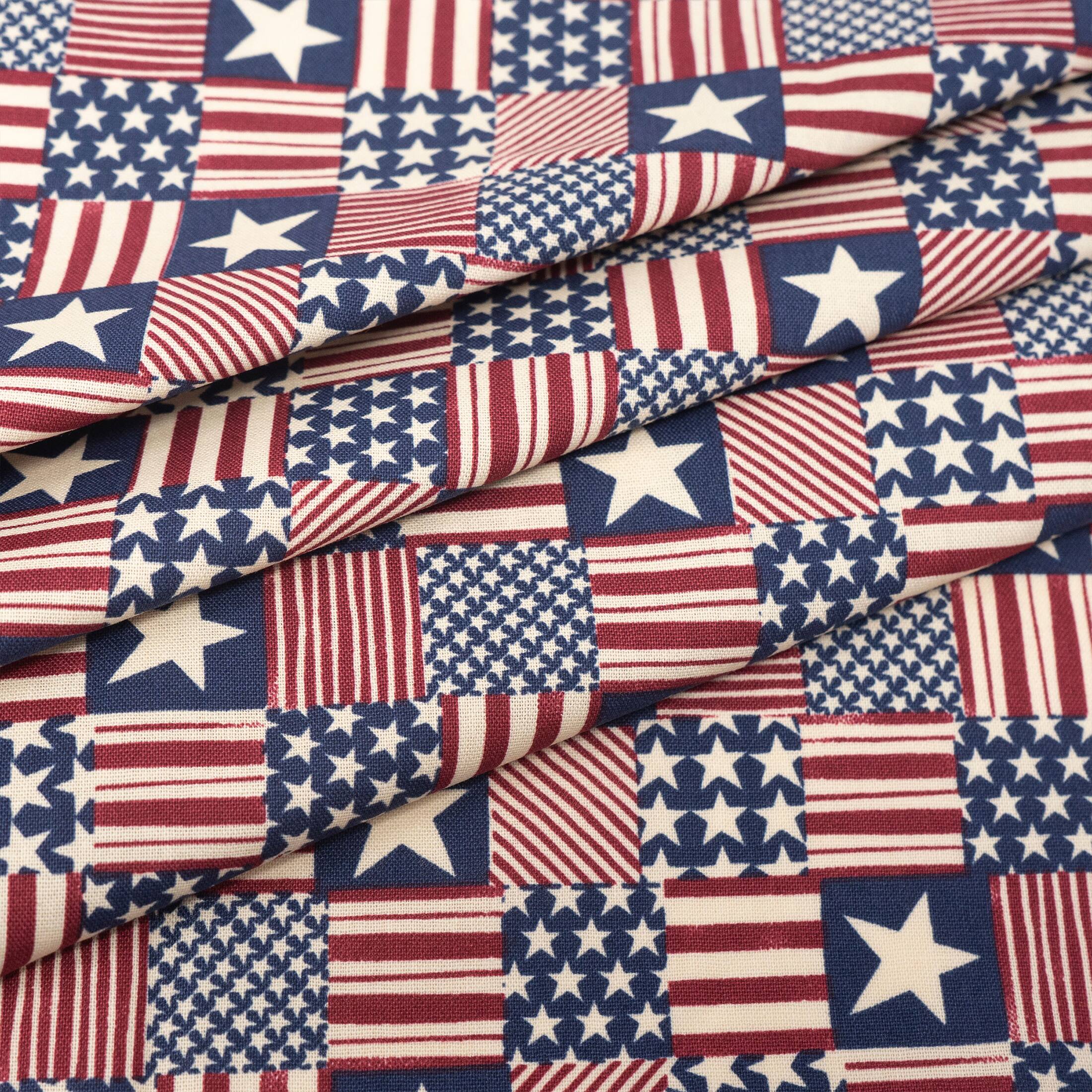 SINGER Patriotic Stars & Stripes Patchwork Ringspun Cotton Fabric