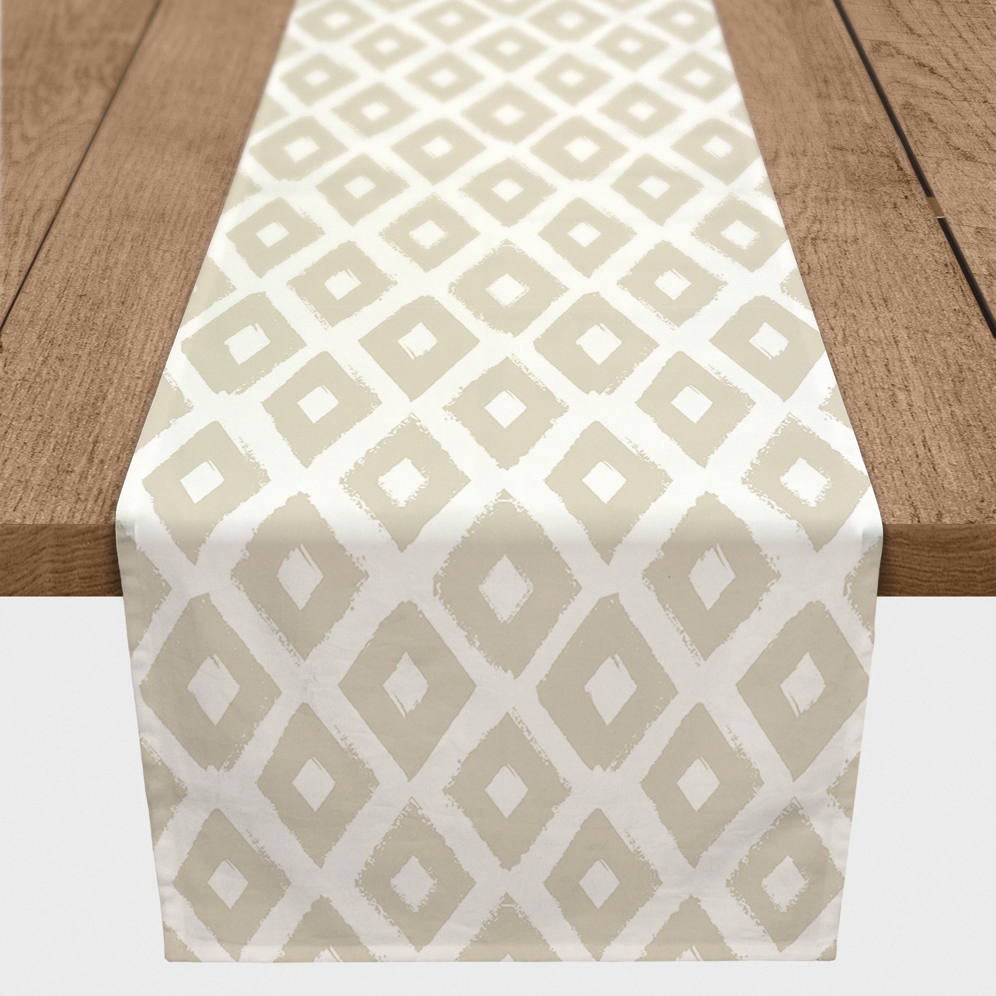 Gray Brush Diamond 16" x 90" Cotton Twill Runner