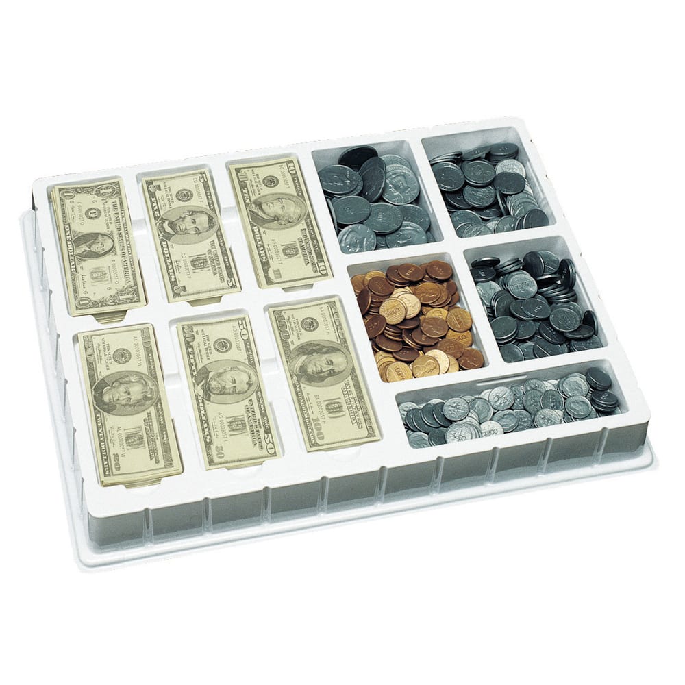 Educational Insights Play Money, Coins & Bills Deluxe Tray