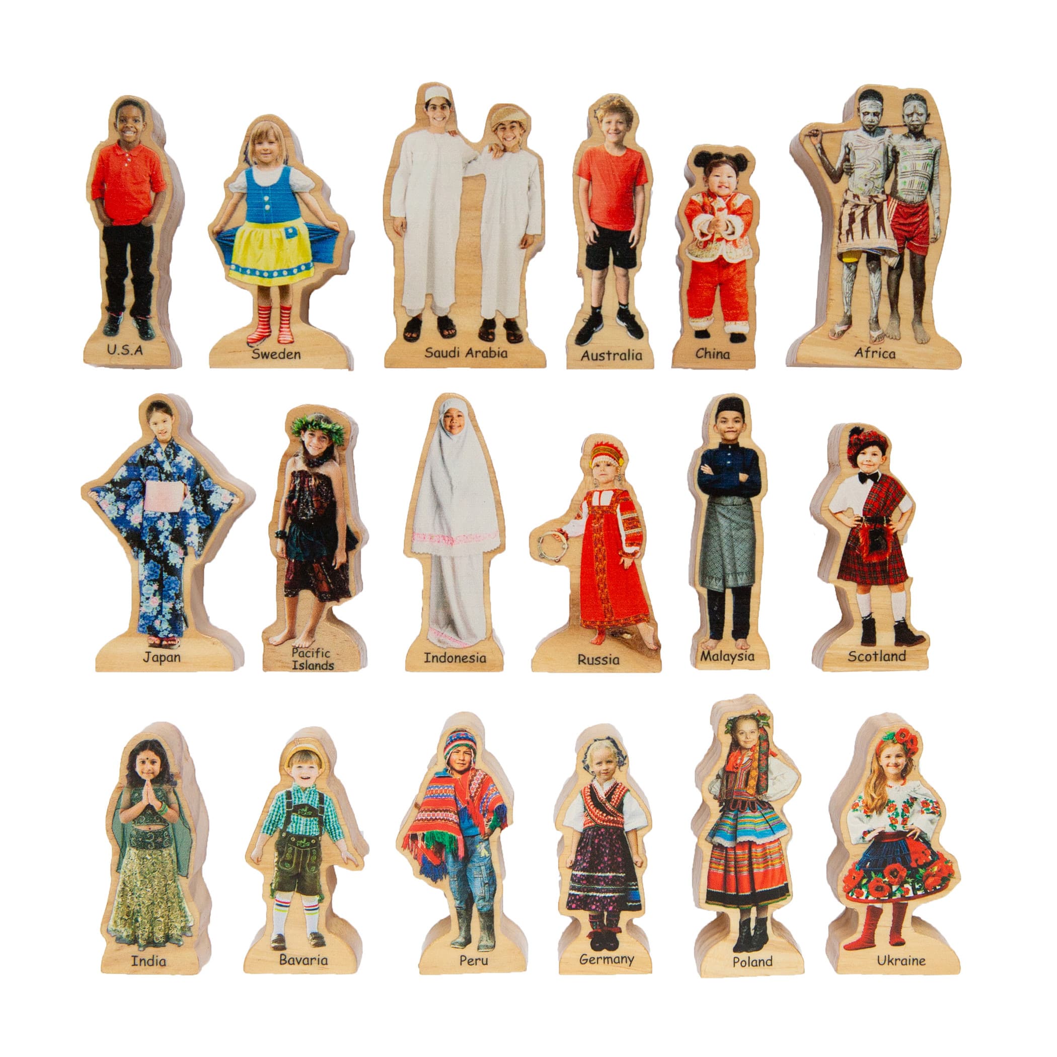 The Freckled Frog People Around the World Wooden Blocks Set