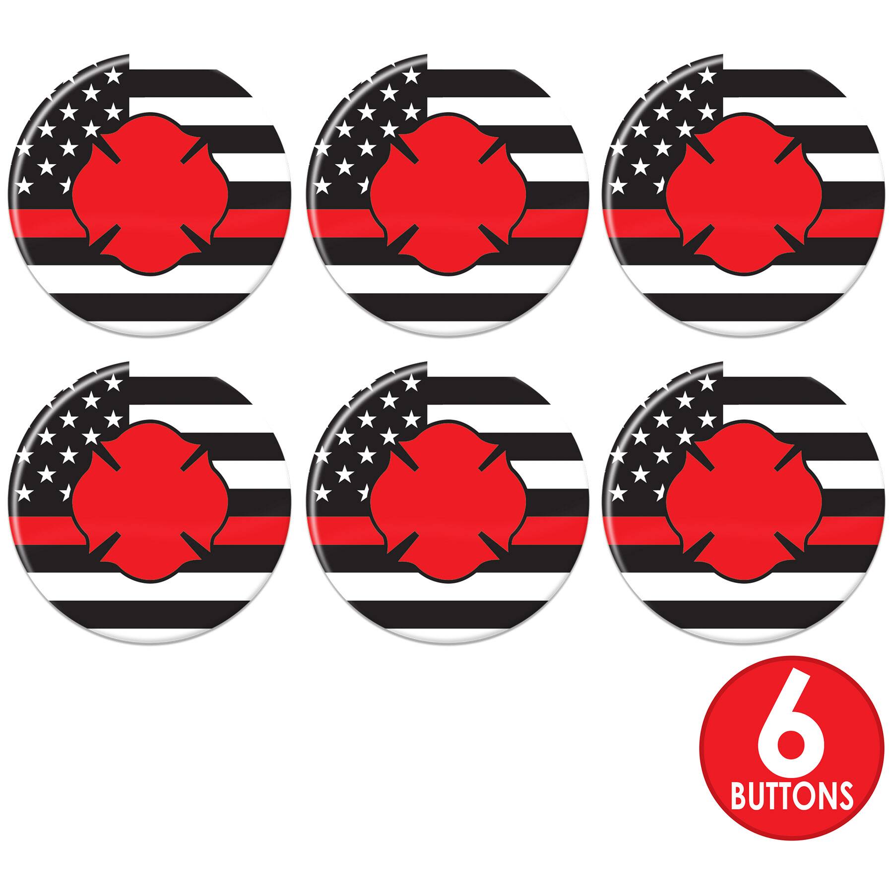 Beistle 2" Red Firefighter Maltese Icon with Flag Buttons, 6ct.