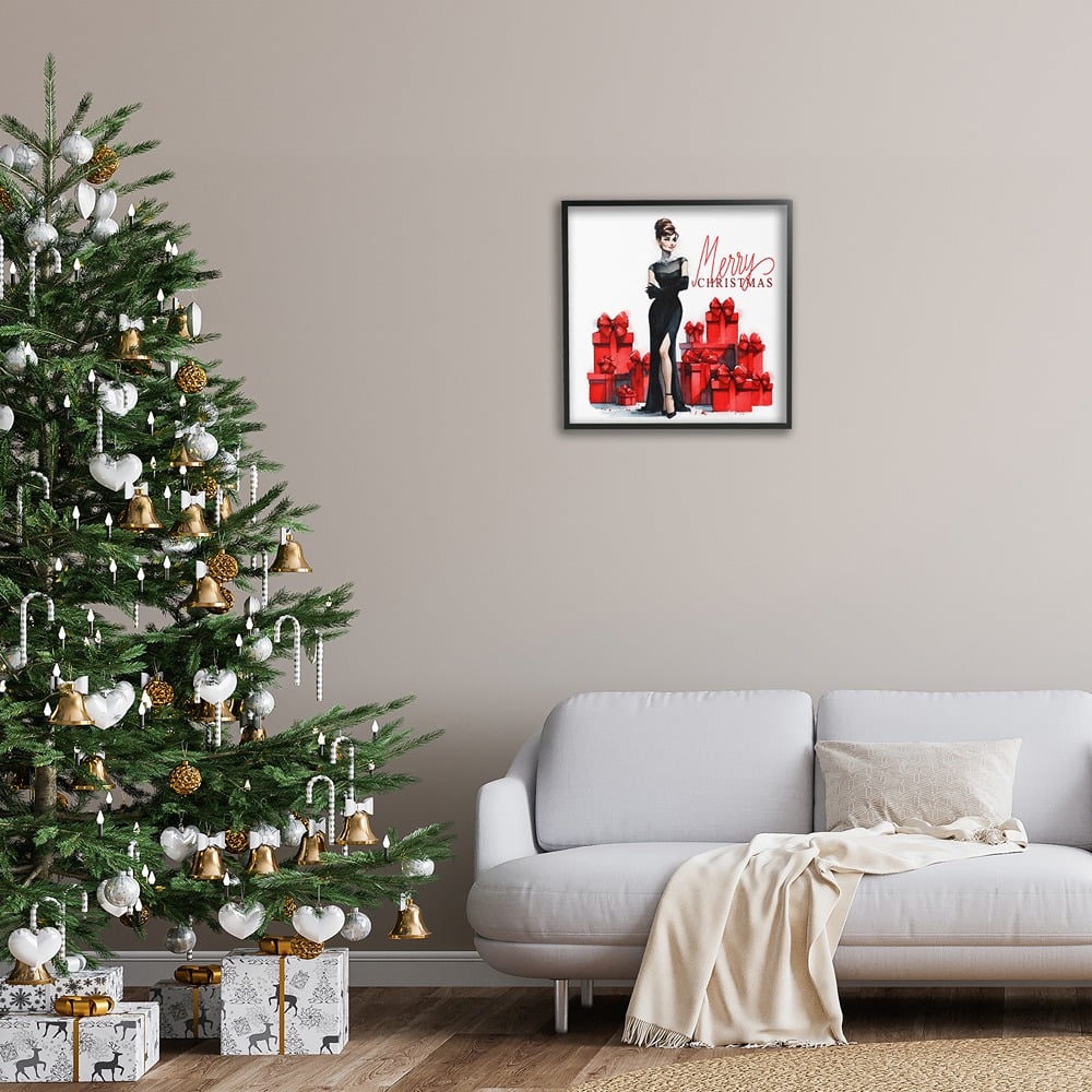 Stupell Industries Trendy Merry Christmas Framed Giclee Wall Art