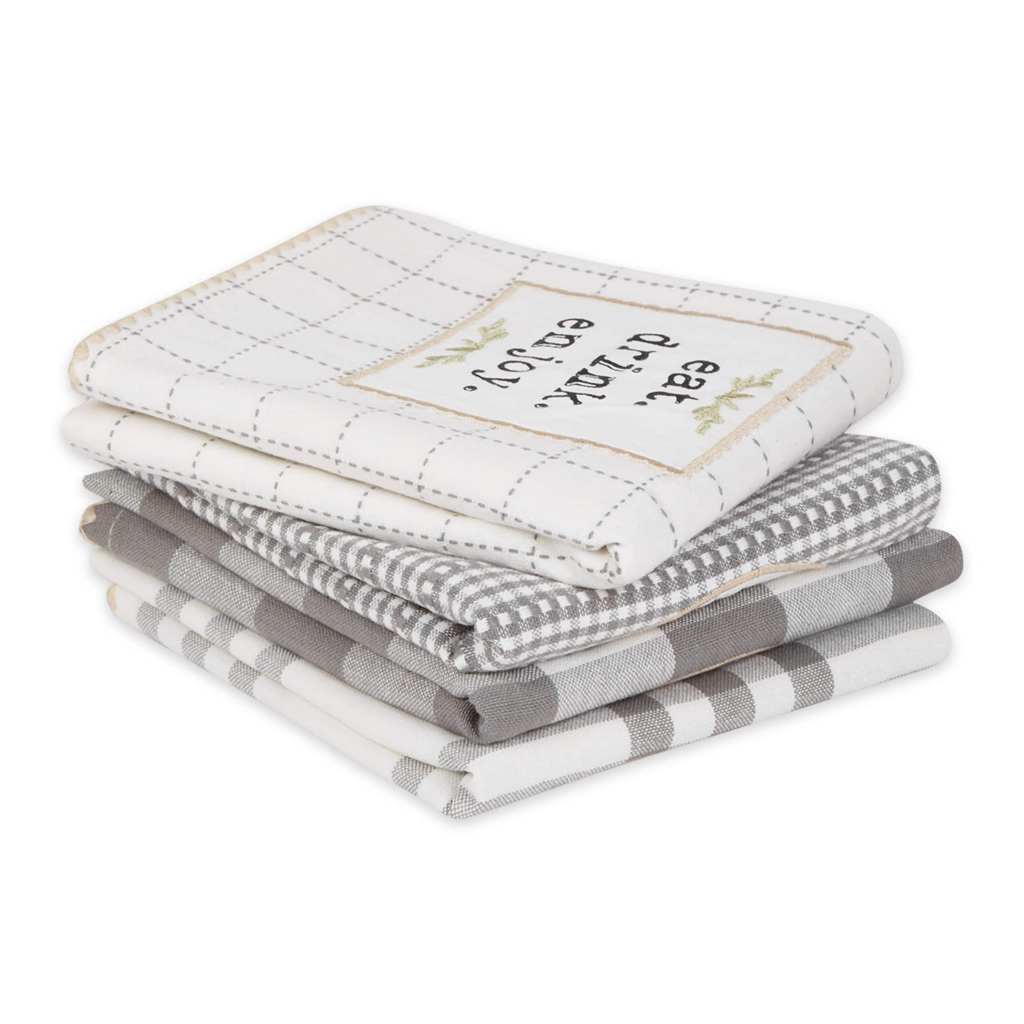 Gray Farm To Table Embellished Dishtowel (Set of 4)